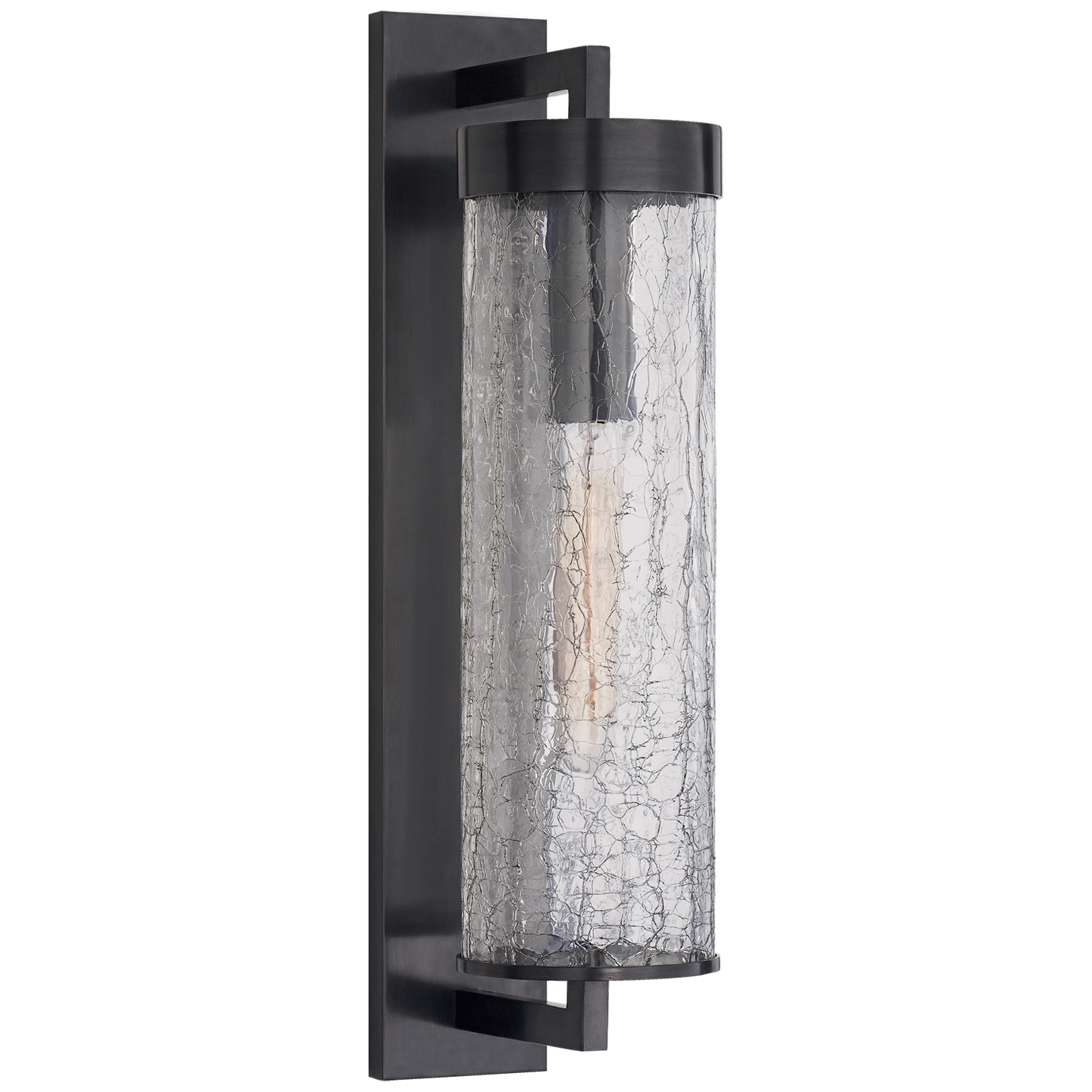 Liaison Large Bracketed Wall Sconce in Bronze with Crackle Glass Open Box