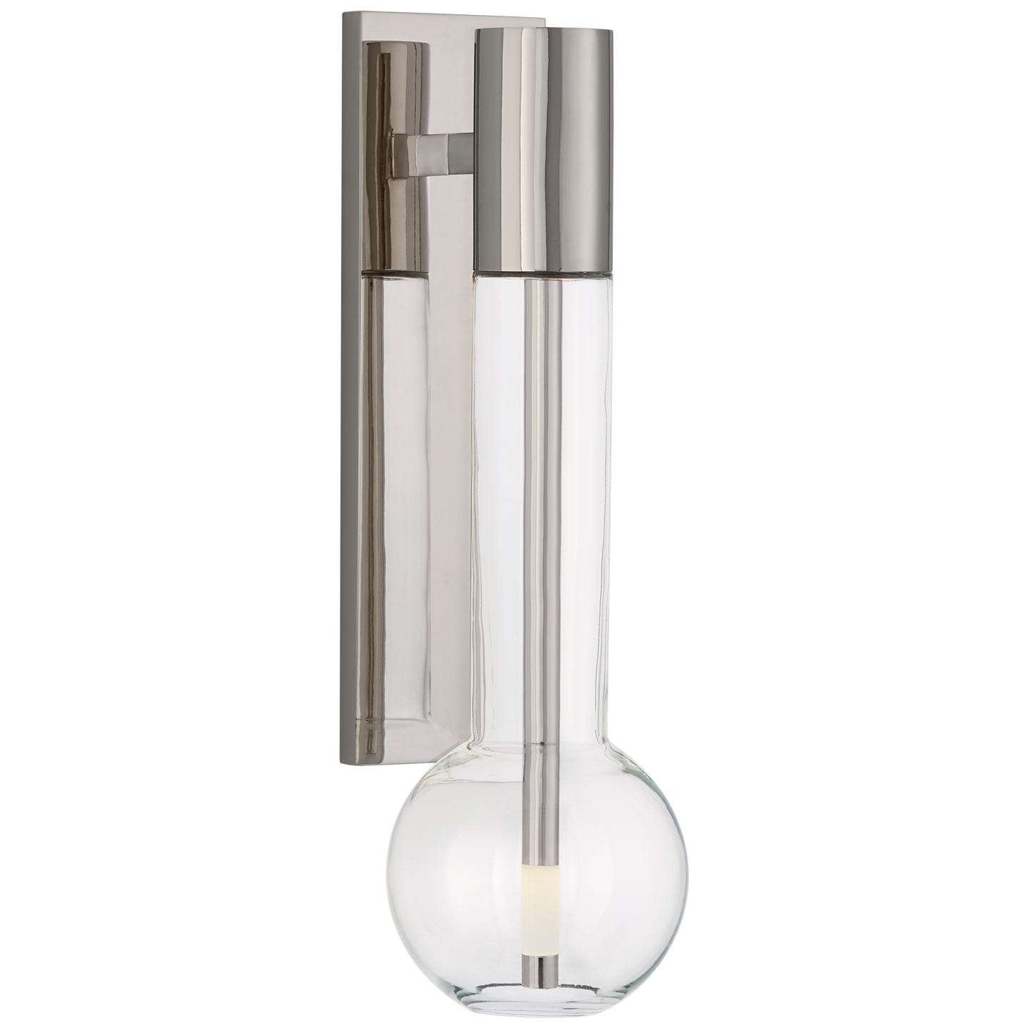 Nye Small Bracketed Sconce in Polished Nickel with Clear Glass Open Box