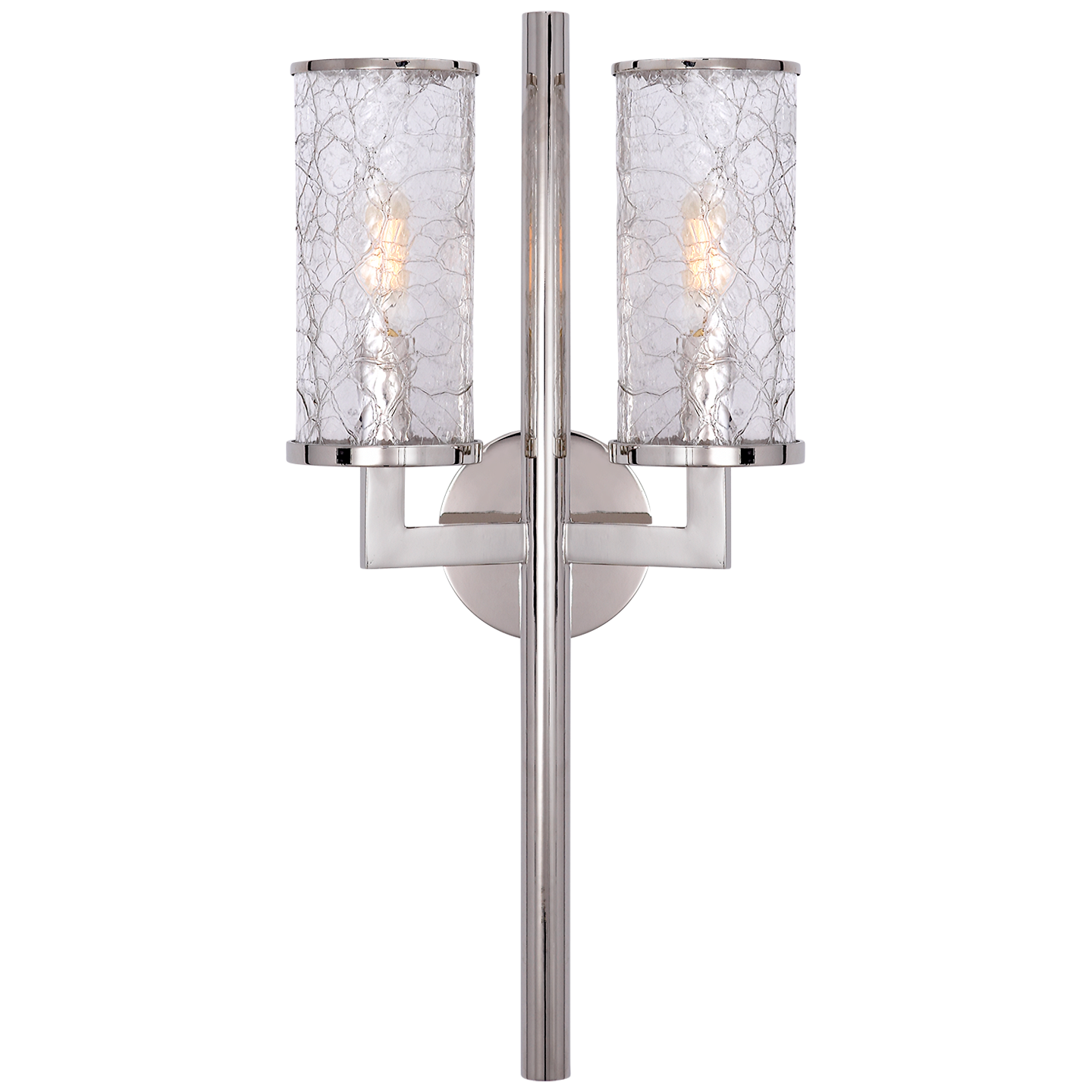 Liaison Double Sconce in Polished Nickel with Crackle Glass Open Box