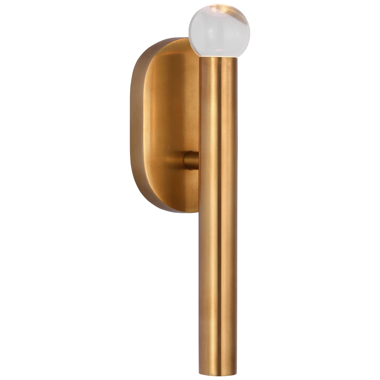 Rousseau Small Bath Sconce in Antique-Burnished Brass with Clear Glass Orb Open Box