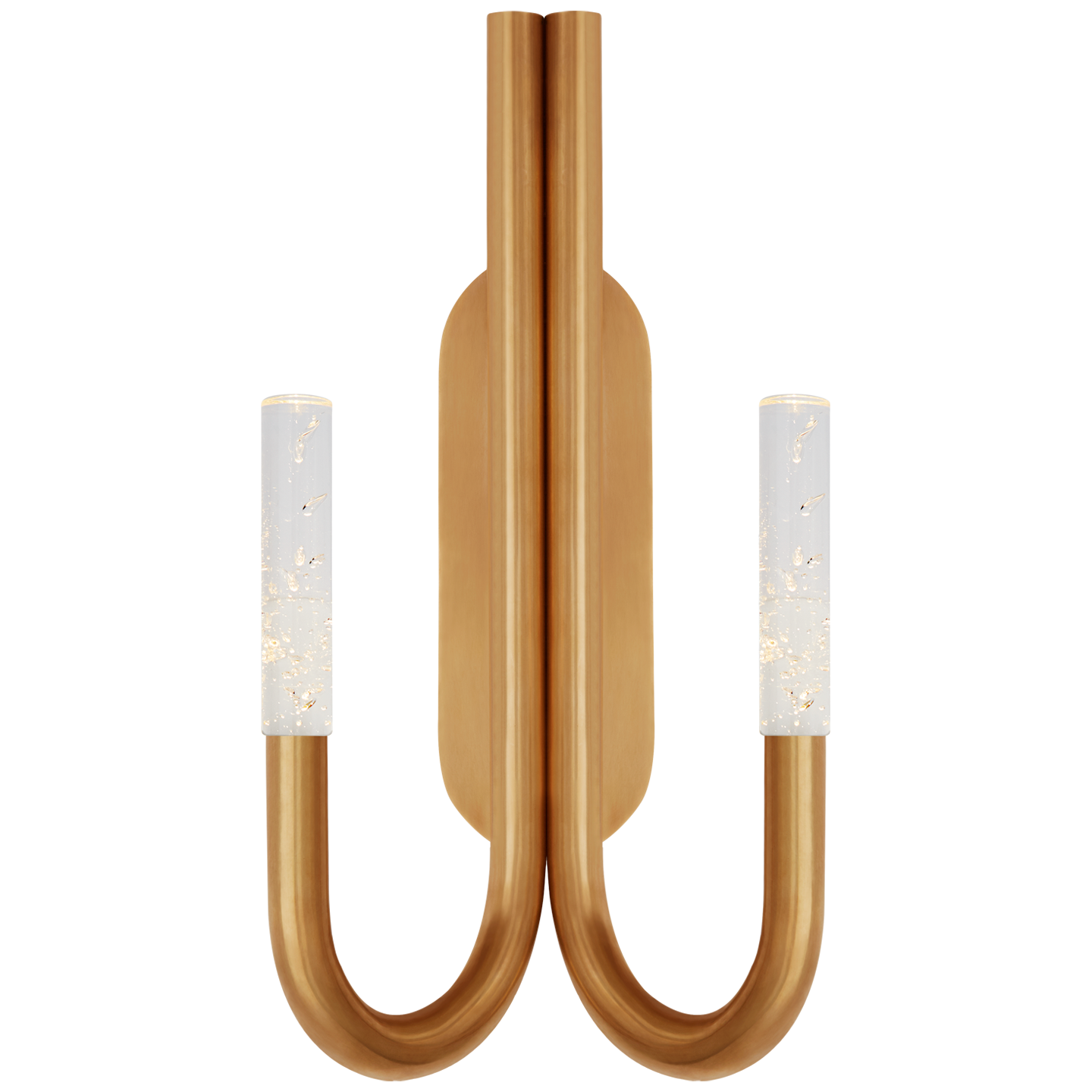 Rousseau Double Wall Sconce in Antique-Burnished Brass with Seeded Glass Open Box