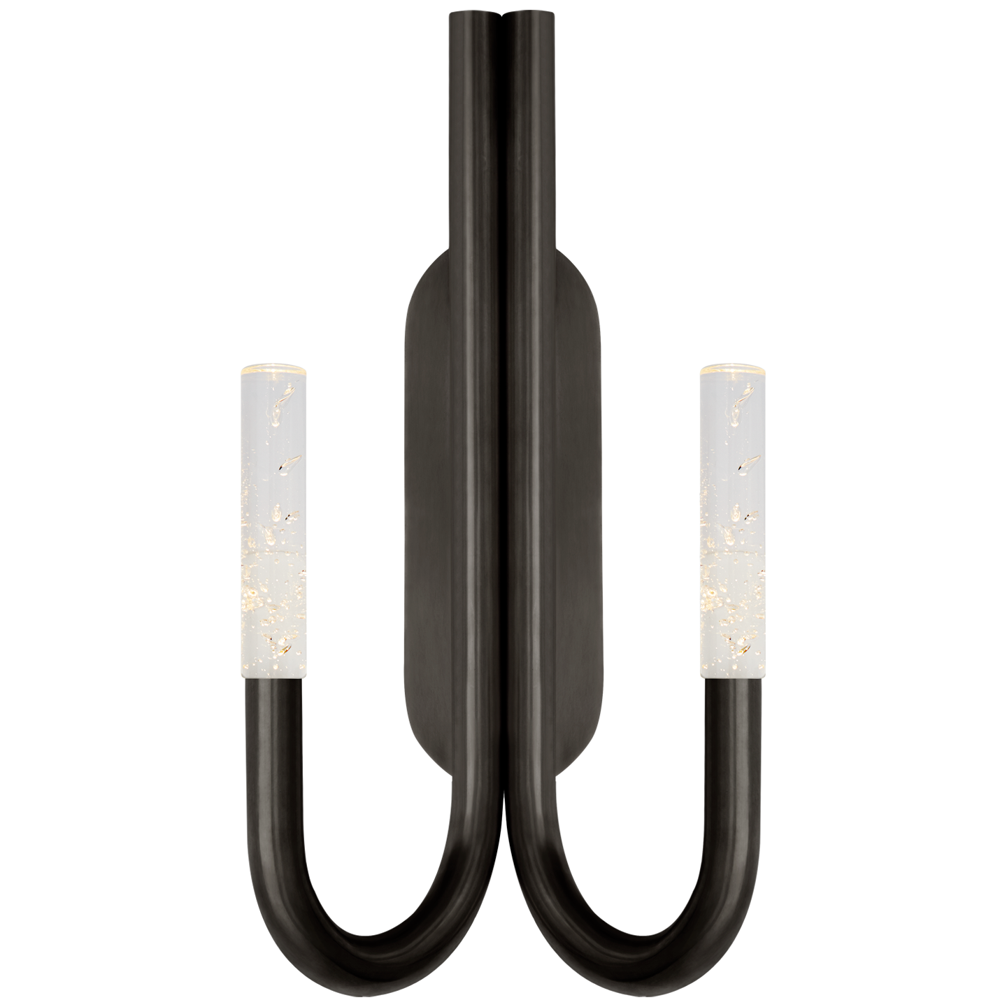 Rousseau Double Wall Sconce in Bronze with Seeded Glass Open Box