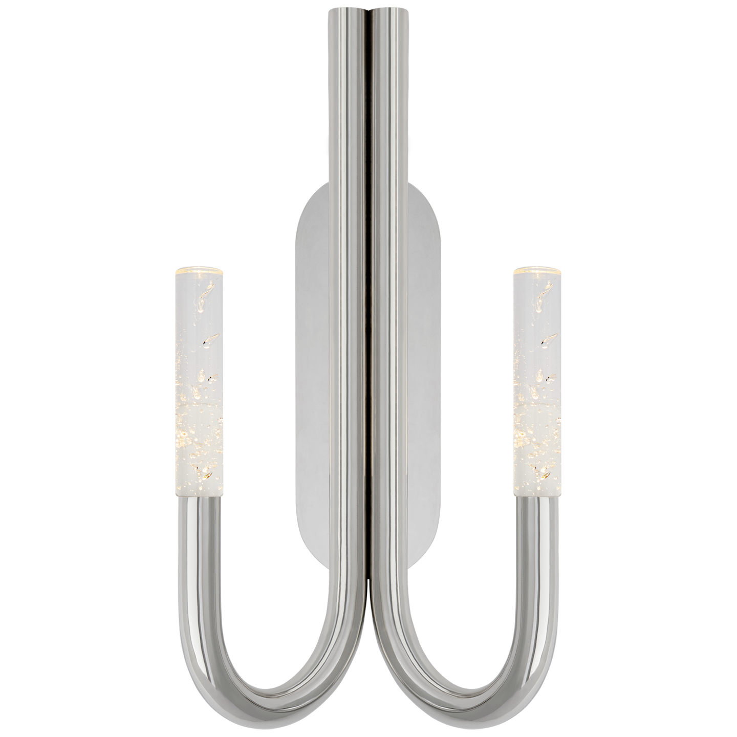 Rousseau Double Wall Sconce in Polished Nickel with Seeded Glass Open Box