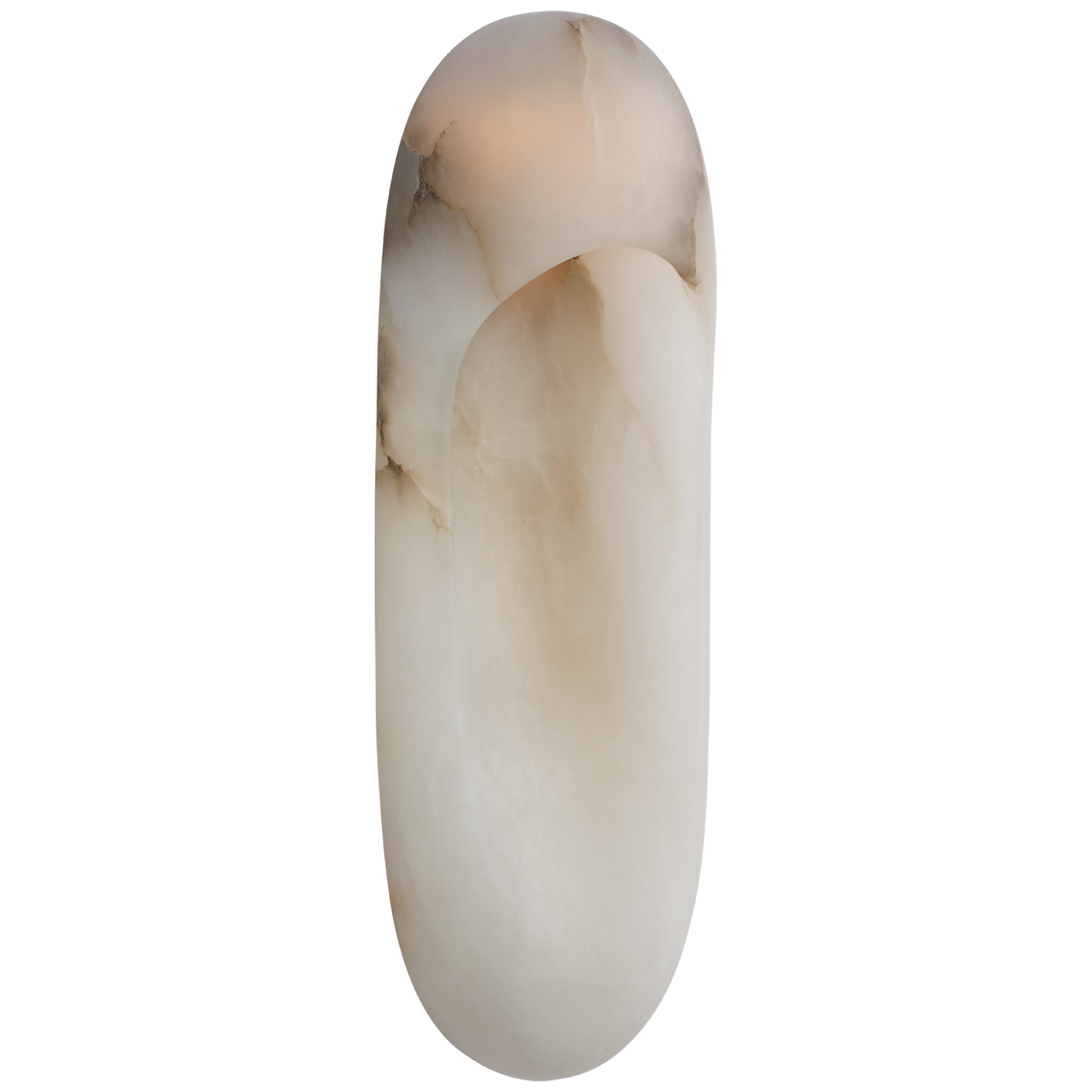 Esculpa 18" Elongated Wall Light in Alabaster and Polished Nickel
