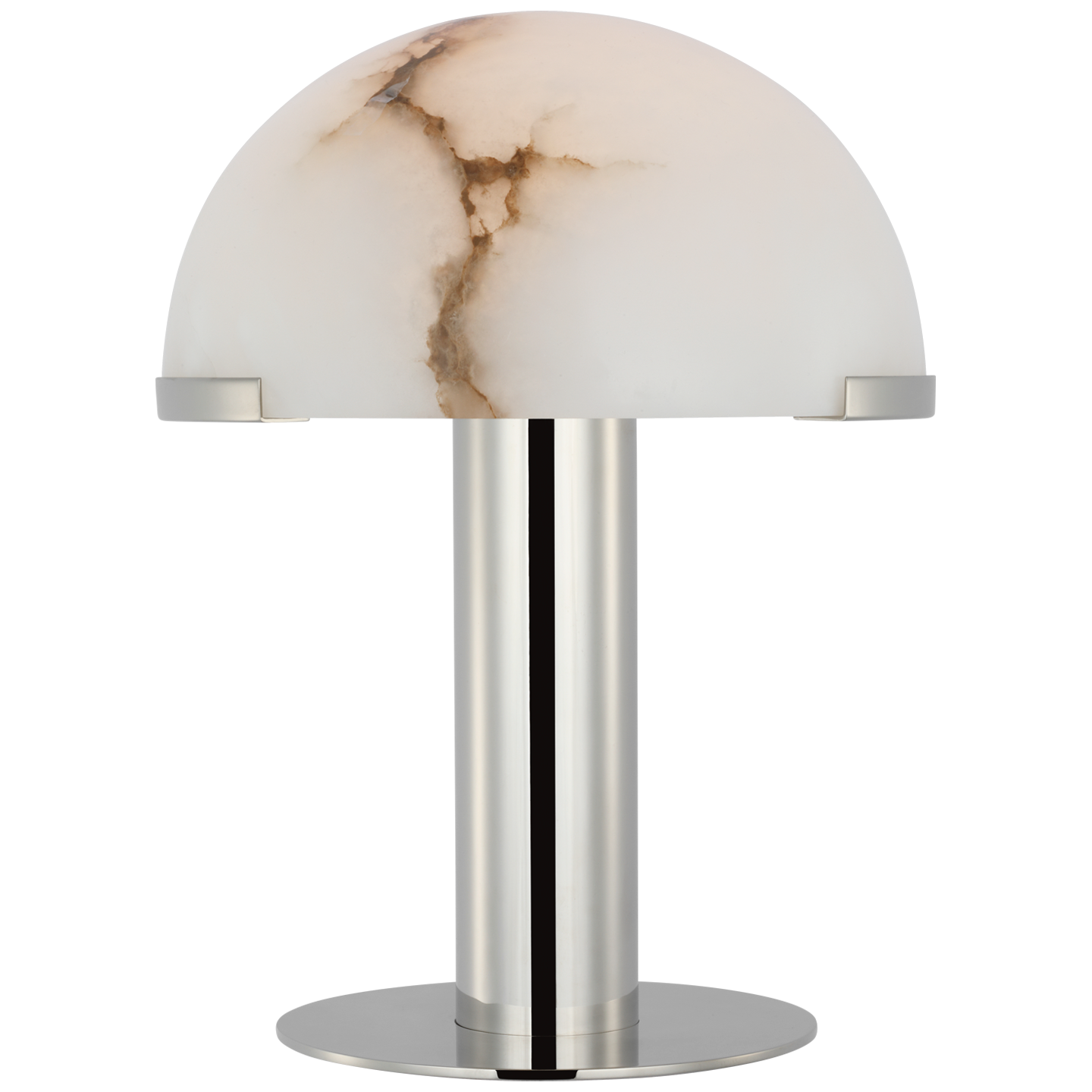 Melange 12" Rechargeable Table Lamp in Polished Nickel with Alabaster Shade