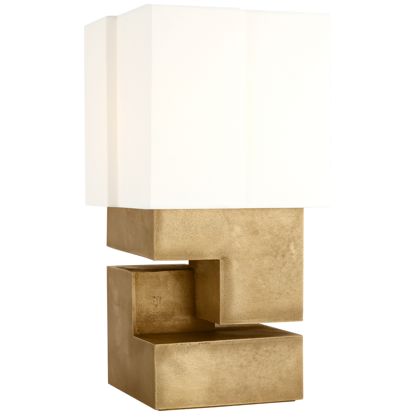 Nucleo 14" Accent Lamp in Museum Brass with Linen Shade