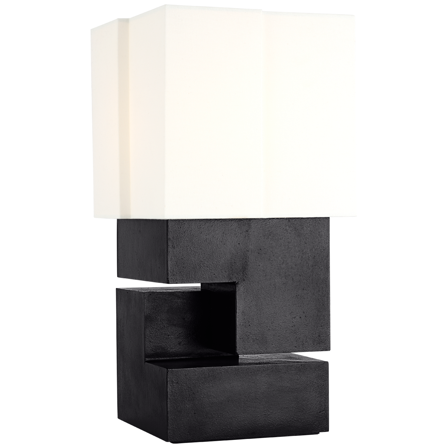 Nucleo 18" Table Lamp in Museum Black with Linen Shade