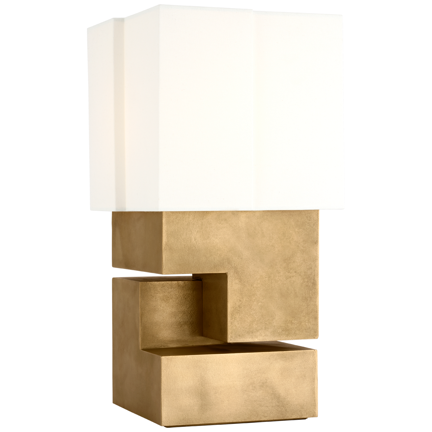 Nucleo 18" Table Lamp in Museum Brass with Linen Shade