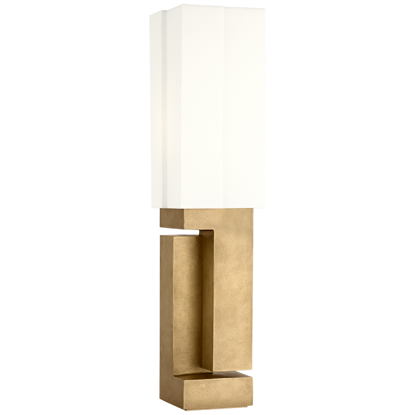 Nucleo 27" Table Lamp in Museum Brass with Linen Shade