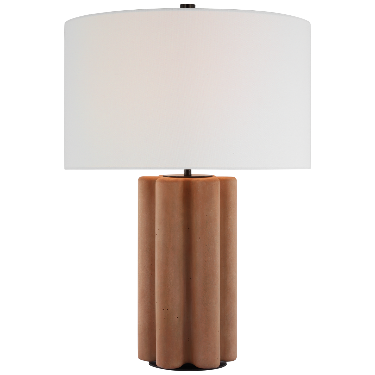 Vellig Medium Table Lamp in Terracotta Stained Concrete with Linen Shade Open Box