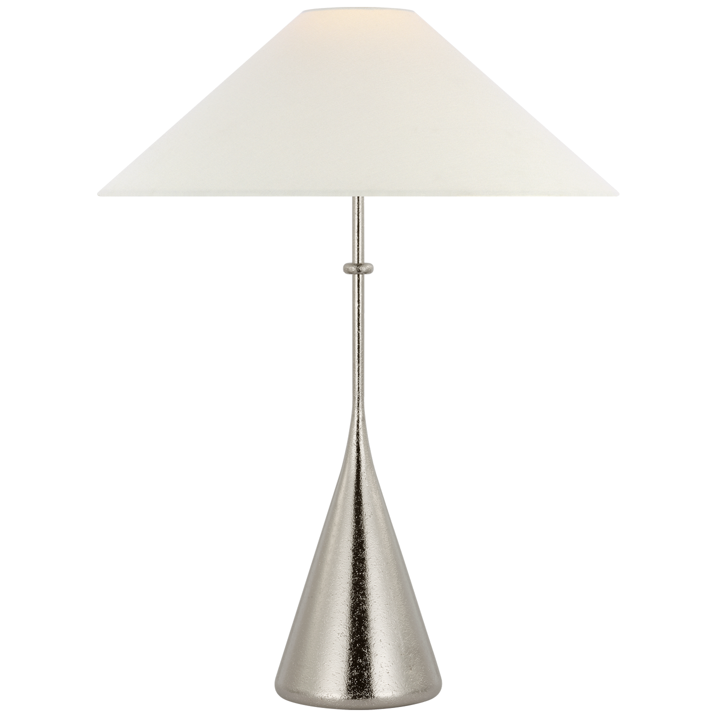 Zealous 30" Table Lamp in Museum Nickel with Linen Shade