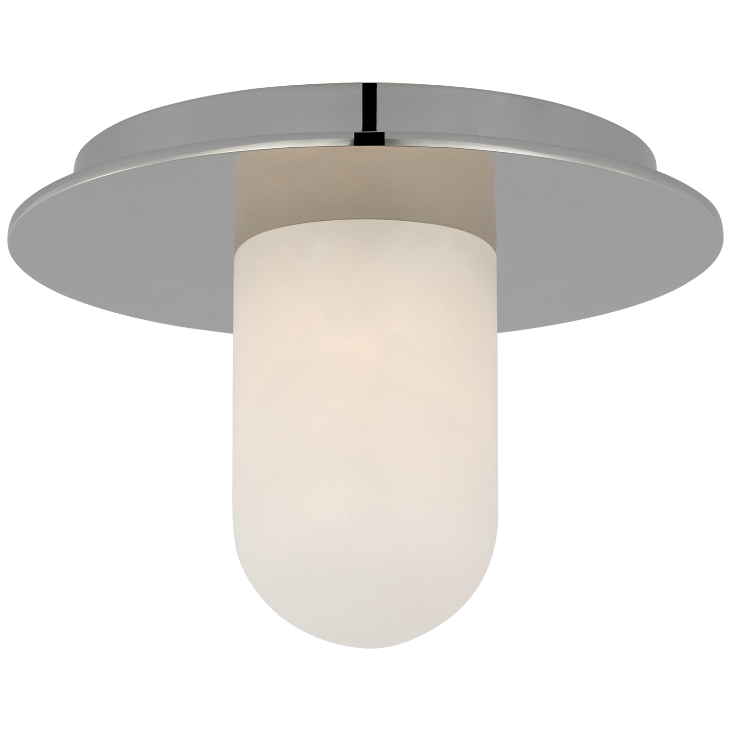 Fosse 6" Solitaire Flush Mount in Polished Nickel with Alabaster