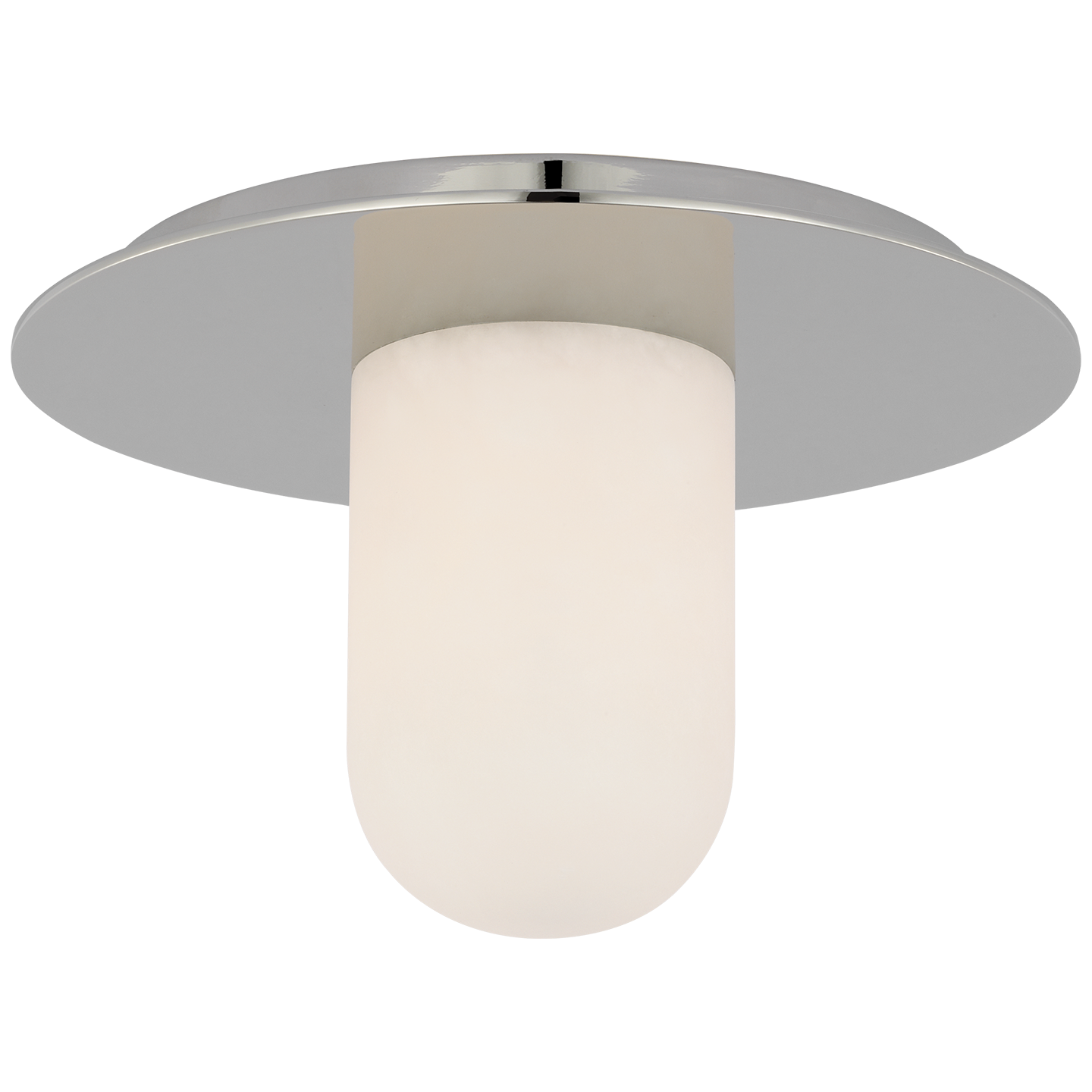 Fosse 8" Flush Mount in Polished Nickel with Alabaster