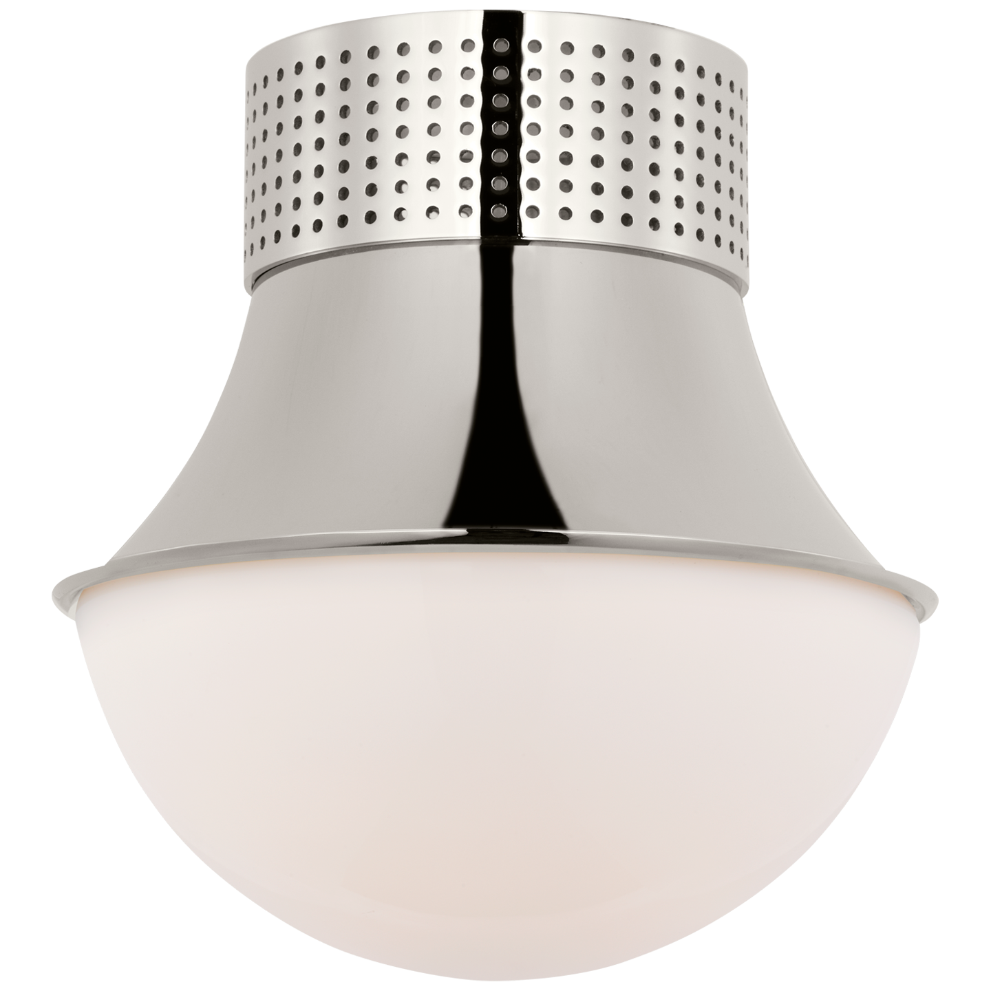 Precision 9" Flush Mount in Polished Nickel with White Glass