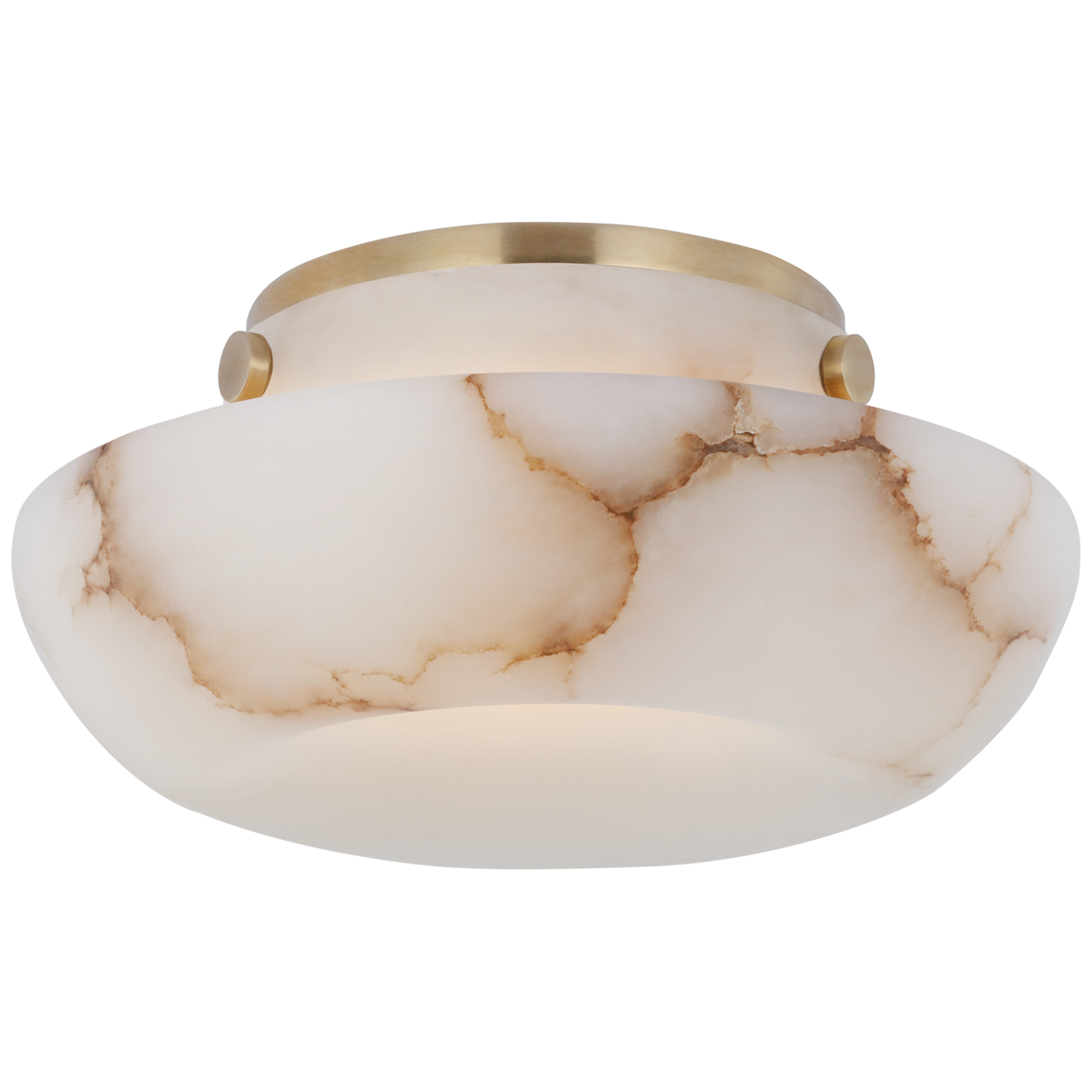 Cappello 6" Flush Mount in Alabaster and Antique-Burnished Brass