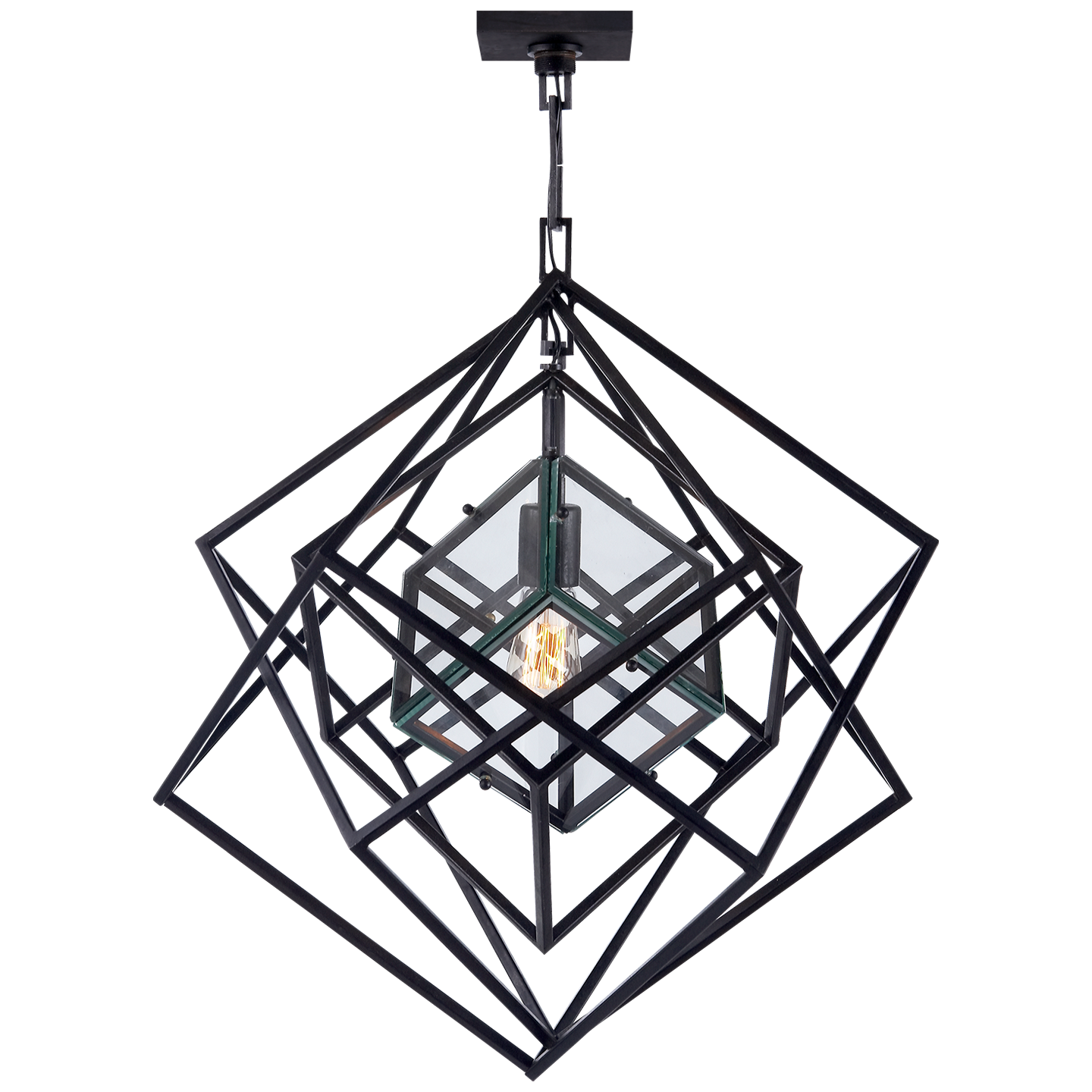 Cubist Small Chandelier in Aged Iron Open Box