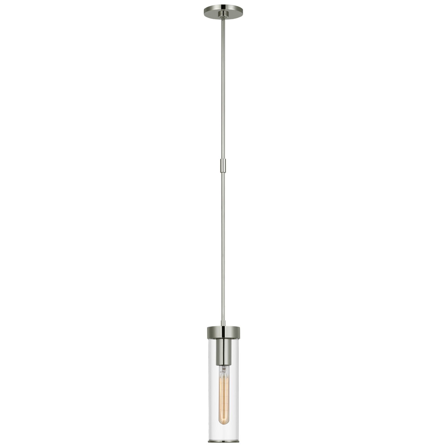 Liaison Short Pendant in Polished Nickel with Clear Glass Open Box