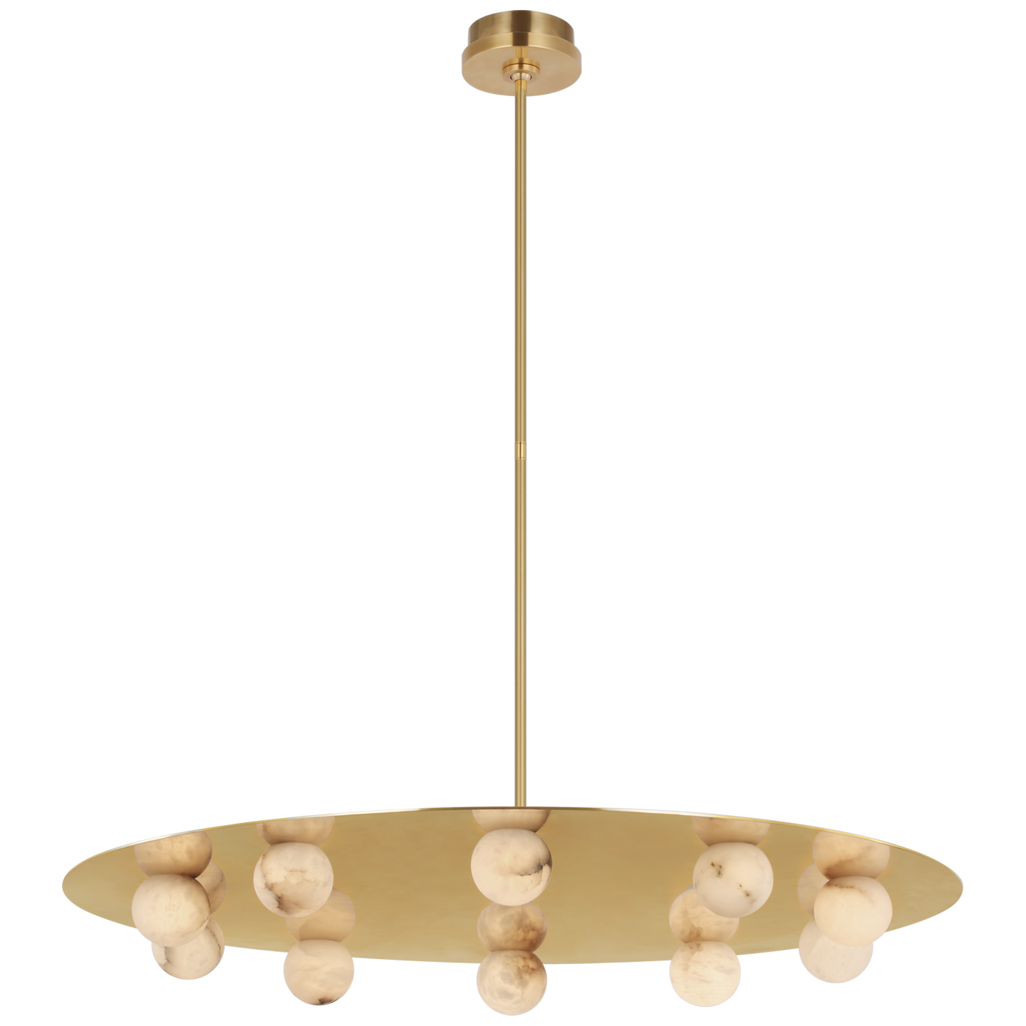 Pertica 36" Ten Light Chandelier in Mirrored Antique Brass with Alabaster Open Box