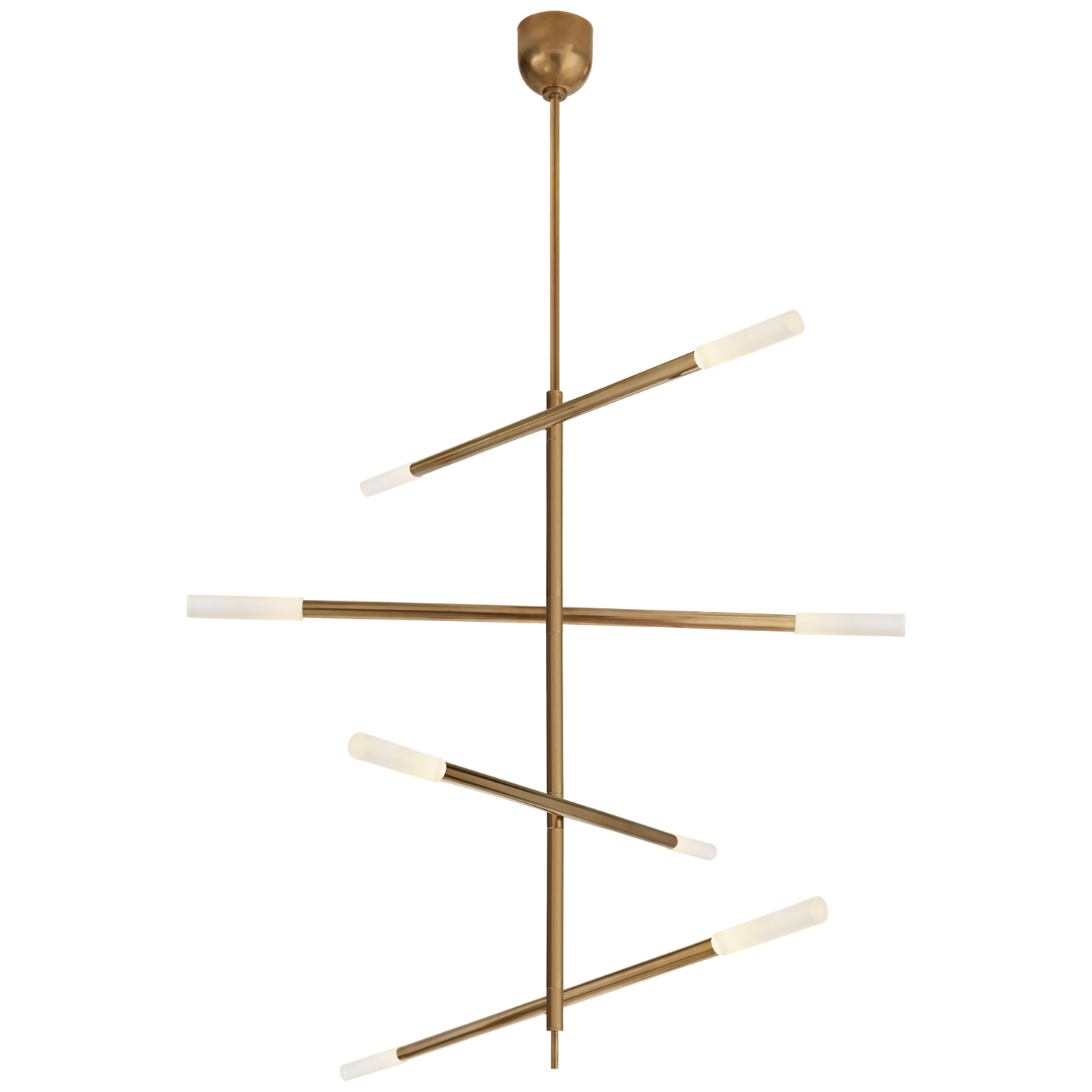 Rousseau Large Articulating Chandelier in Antique-Burnished Brass with Etched Crystal