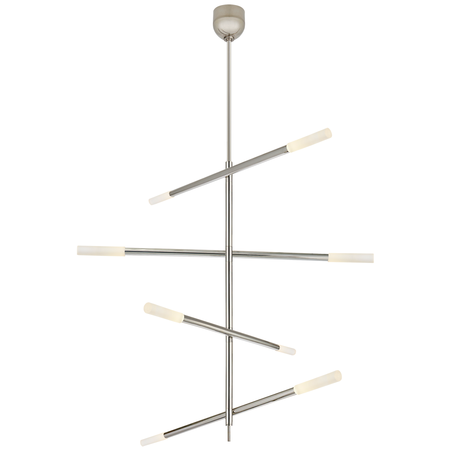 Rousseau Large Articulating Chandelier in Polished Nickel with Etched Crystal