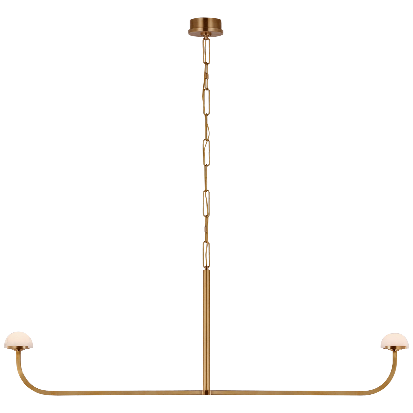 Pedra 56" Linear Chandelier in Antique-Burnished Brass with Alabaster Open Box