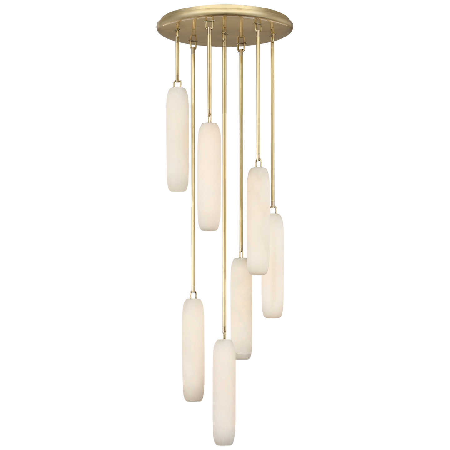 Formosa 7-Light Pendant in Antique-Burnished Brass with Alabaster