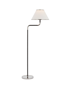 Rigby Medium Bridge Arm Floor Lamp in Polished Nickel and Ebony with Linen Shade Open Box