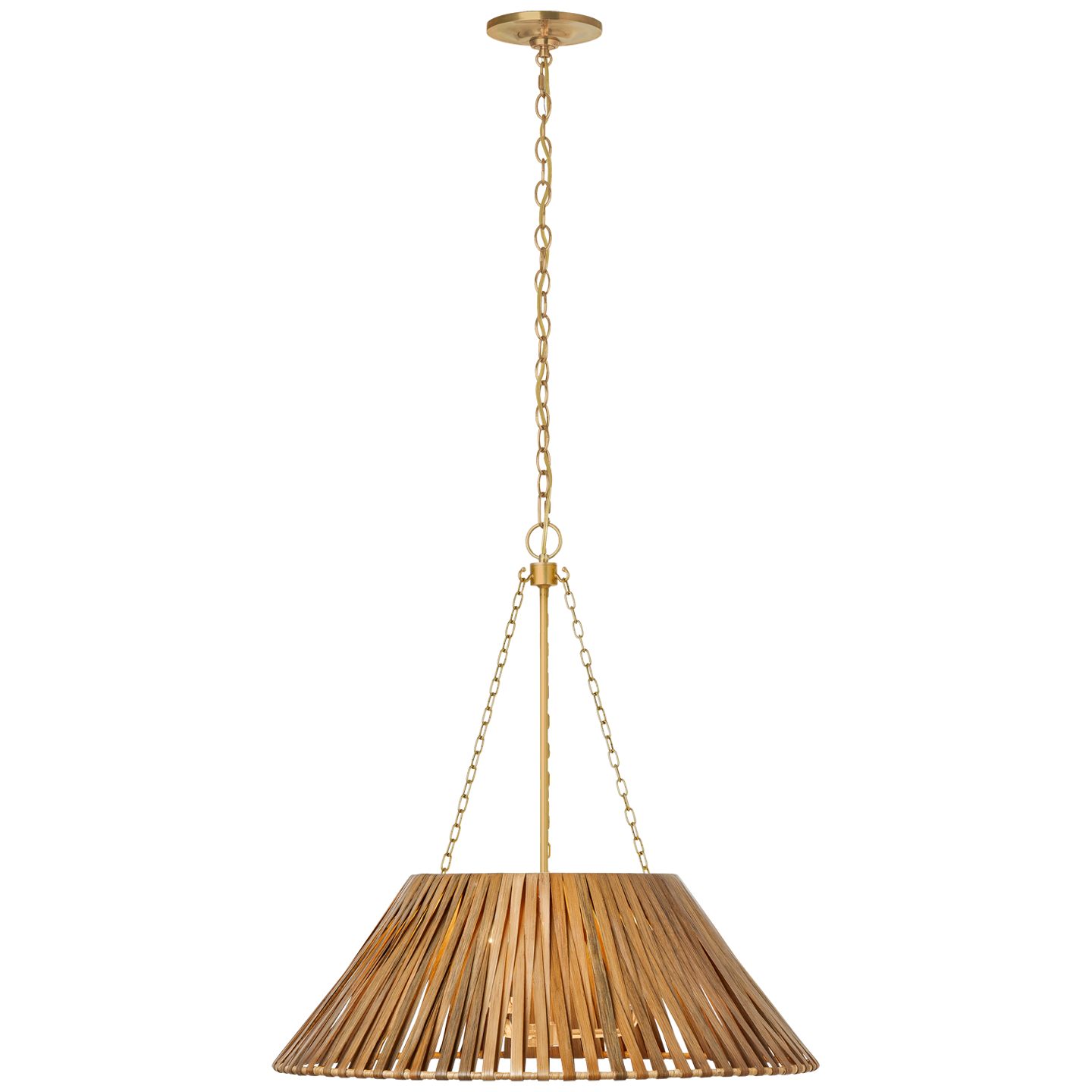 Corinne 24" Wrapped Hanging Shade in Soft Brass with Natural Wicker Shade Open Box