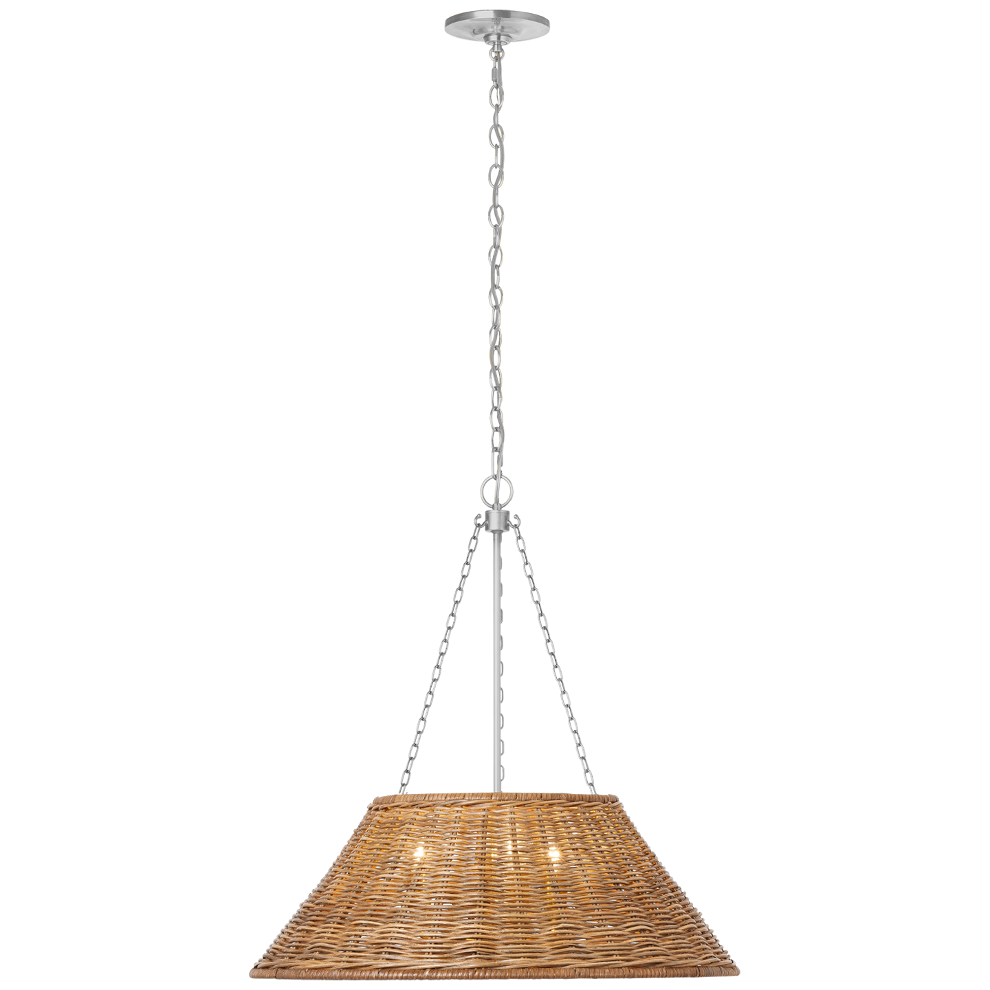 Corinne 24" Woven Hanging Shade in Polished Nickel with Natural Wicker Shade Open Box