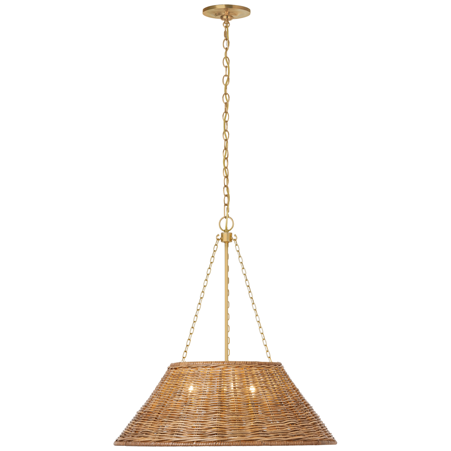 Corinne 24" Woven Hanging Shade in Soft Brass with Natural Wicker Shade Open Box