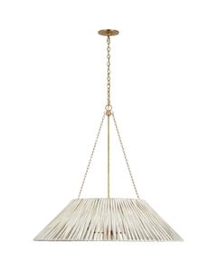 Corinne Extra Large Wrapped Hanging Shade in Soft Brass with White Wicker Shade Open Box