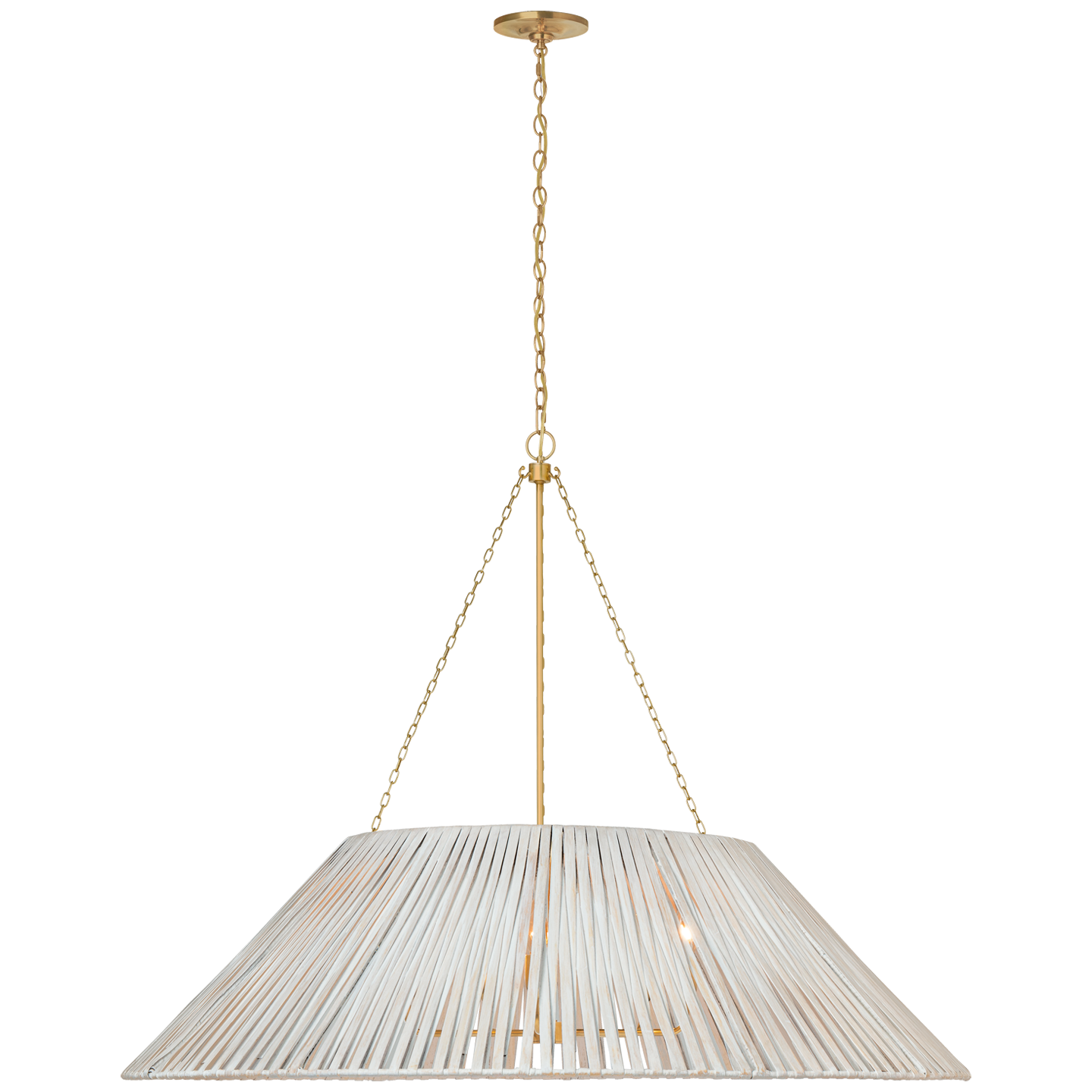 Corinne 44" Wrapped Hanging Shade in Soft Brass with White Wicker Shade