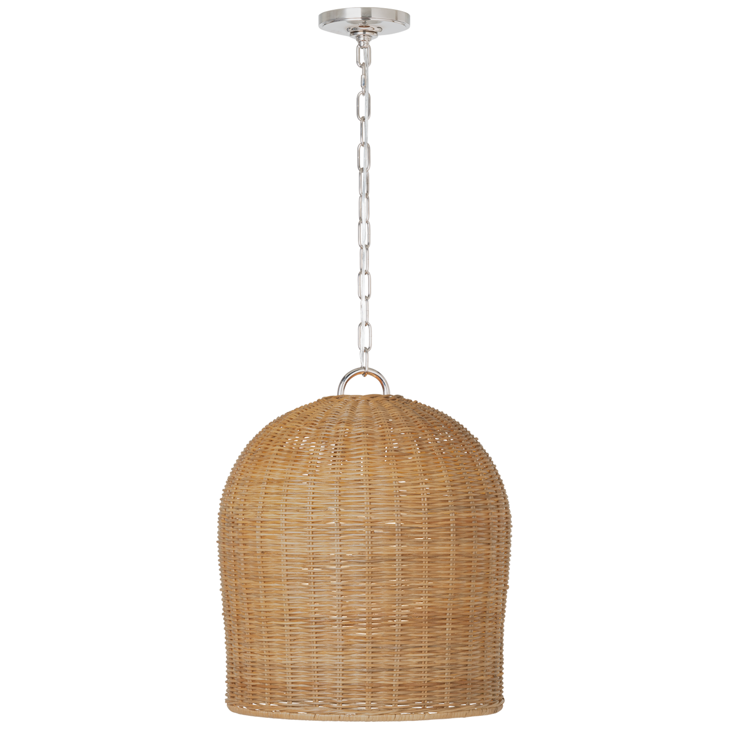 Nancy 18" Woven Hanging Shade in Polished Nickel with Natural Wicker Shade