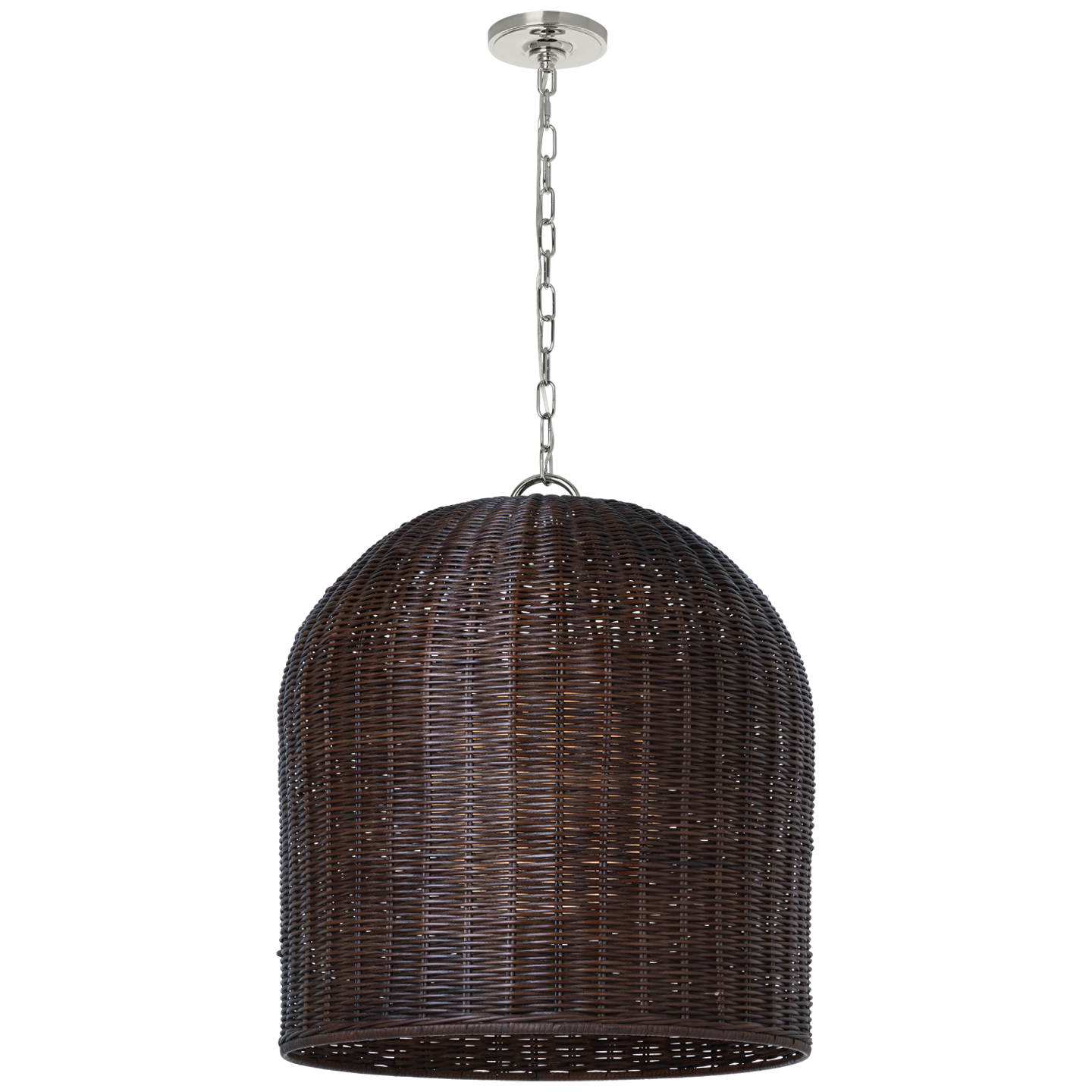 Nancy 25" Woven Hanging Shade in Polished Nickel with Espresso Wicker Shade Open Box