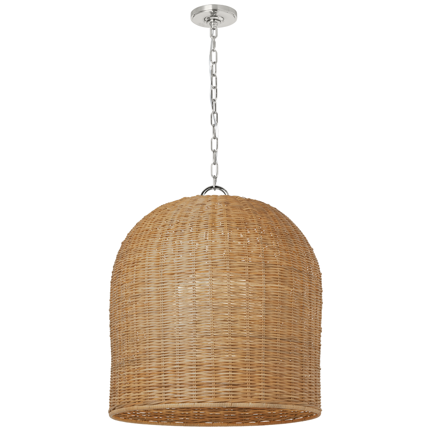 Nancy 25" Woven Hanging Shade in Polished Nickel with Natural Wicker Shade Open Box