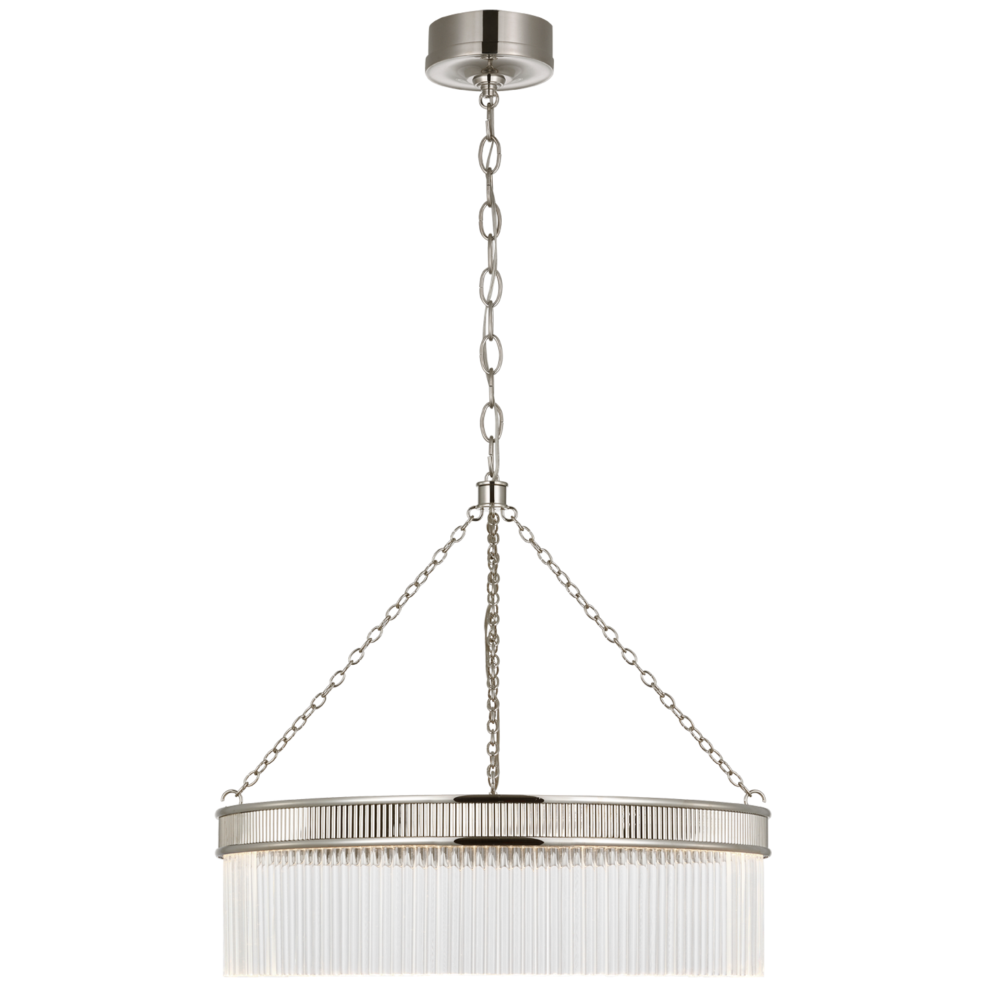 Menil 26" Chandelier in Polished Nickel with Crystal Rods