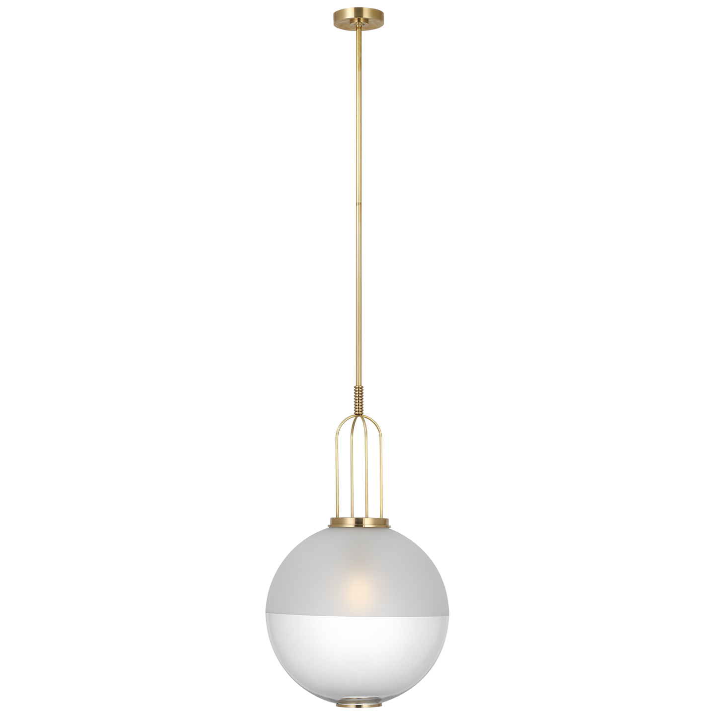 Meir 16" Pendant in Soft Brass with Frosted Glass and Clear Glass