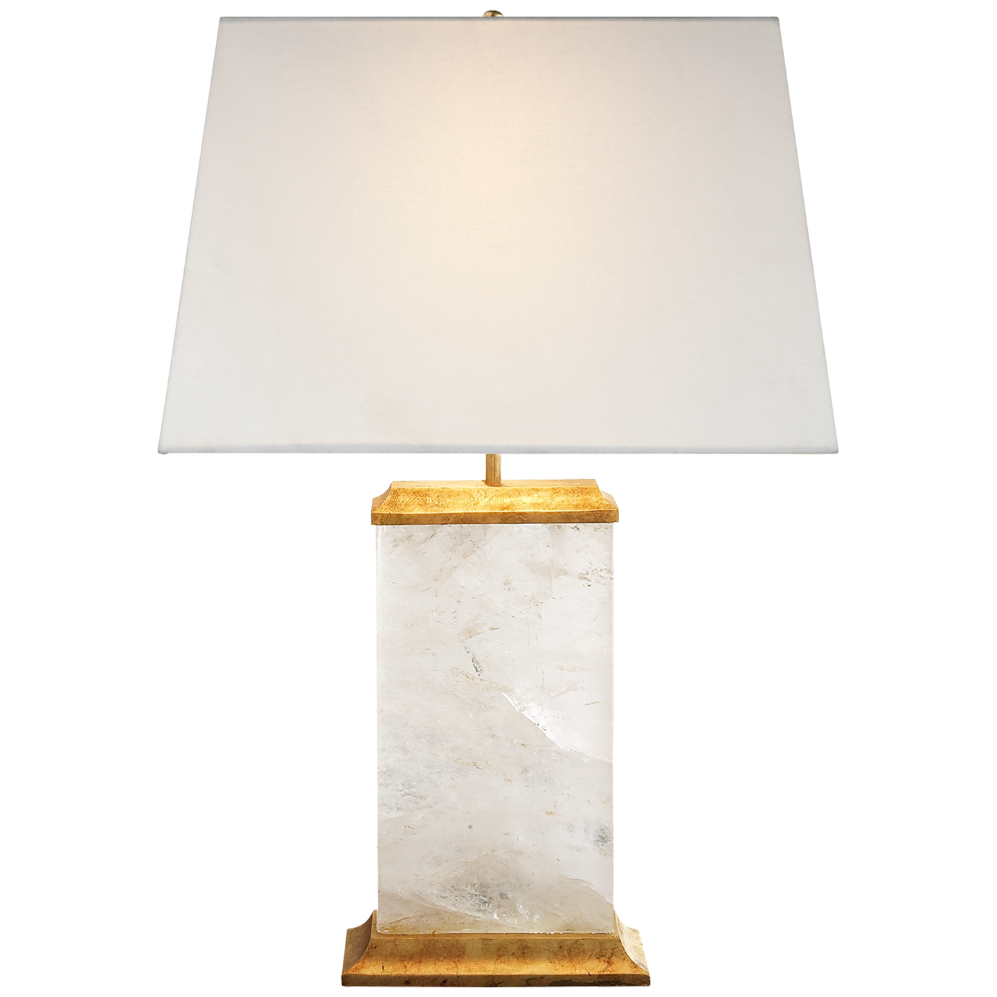 Crescent Table Lamp in Quartz and Antique Gold Leaf with Linen Shade