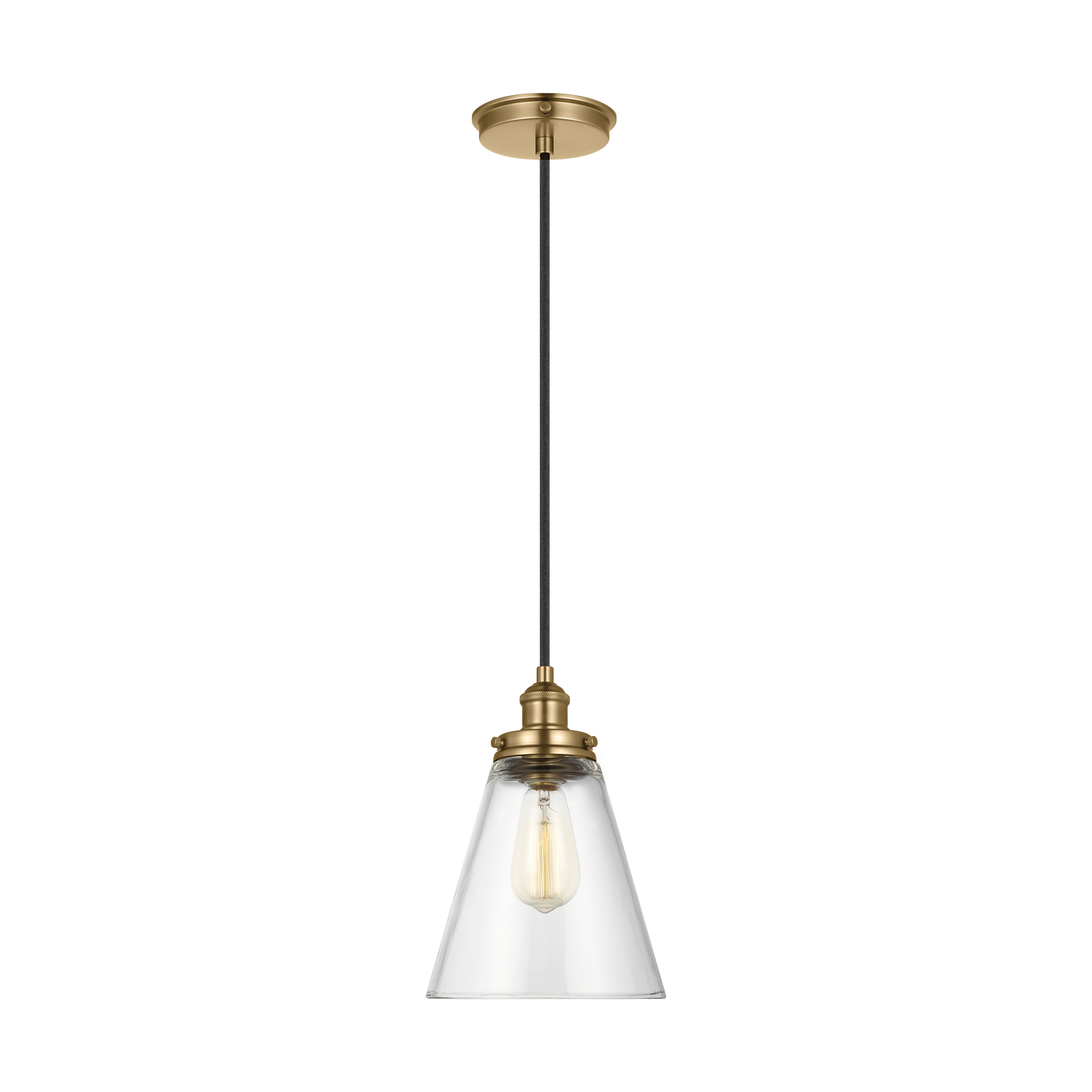 Baskin Cone Pendant in Satin Brass