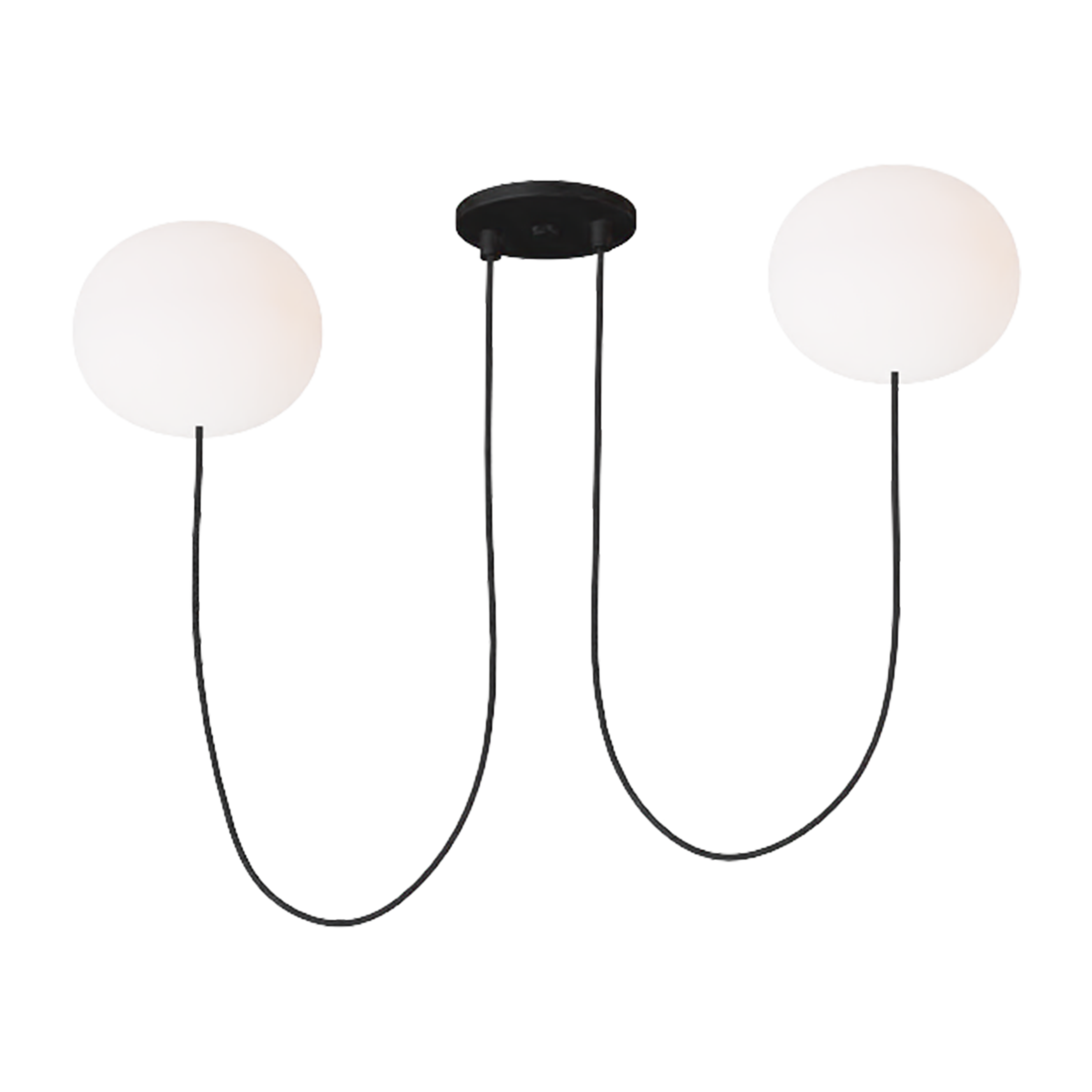 Helium Small 2 Light Chandelier Opal Etched Matte Black 2700K 90 CRI