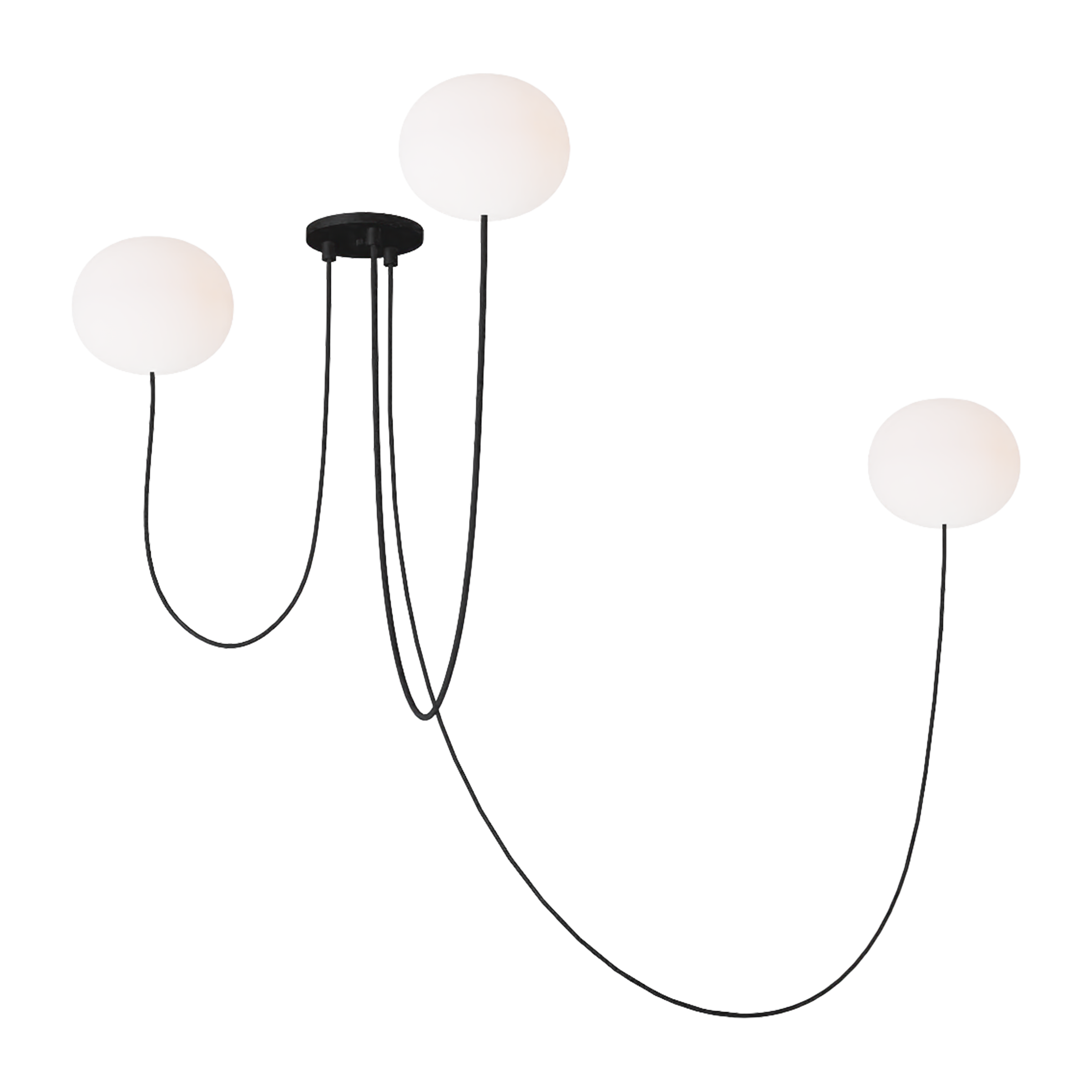 Helium Small 3 Light Chandelier Opal Etched Matte Black 2700K 90 CRI