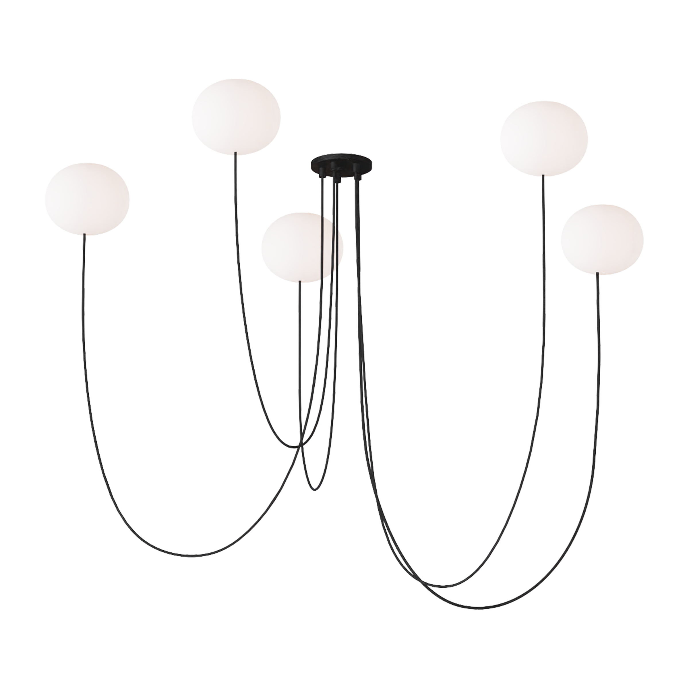 Helium Small 5 Light Chandelier Opal Etched Matte Black 2700K 90 CRI