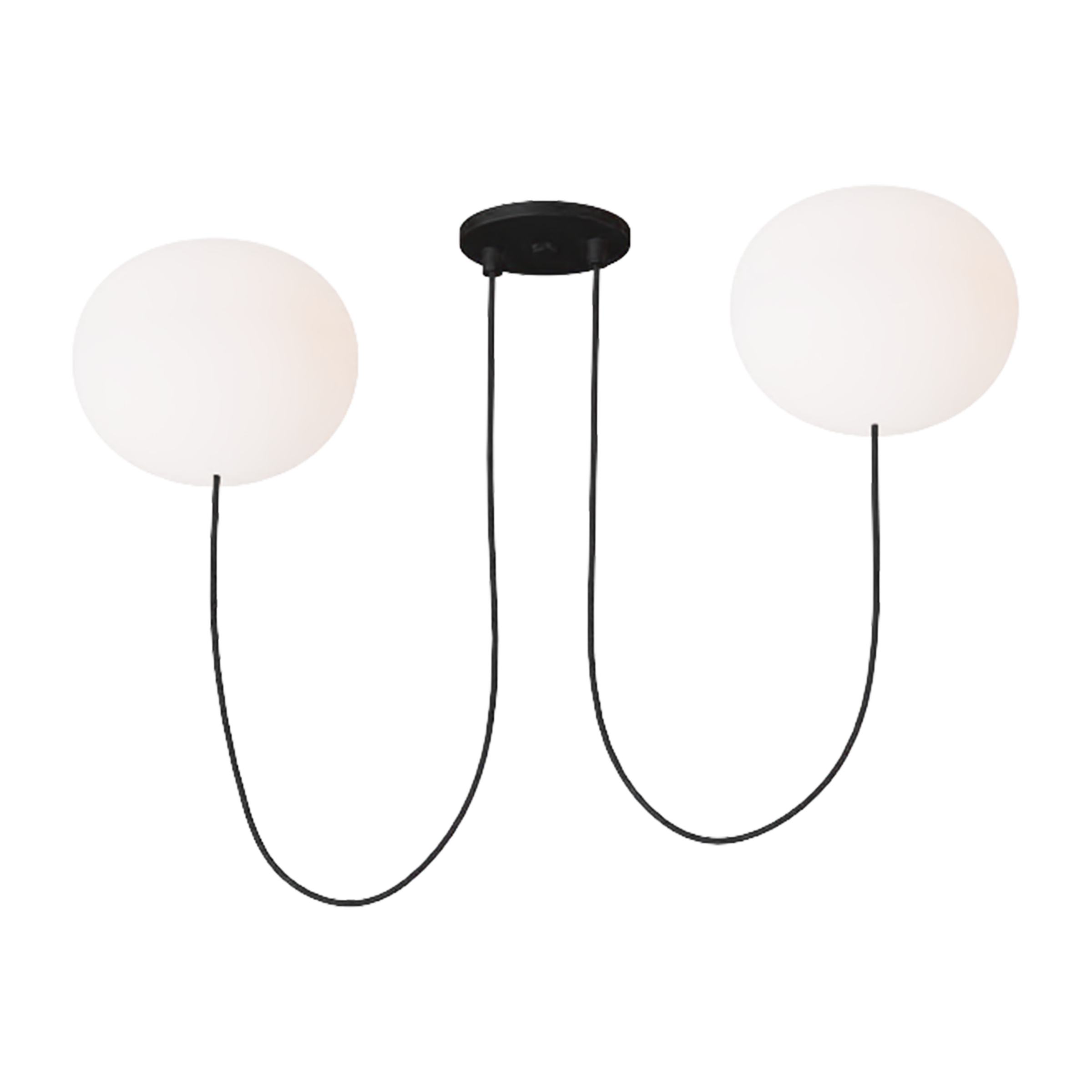 Helium Medium 2 Light Chandelier Opal Etched Matte Black 2700K 90 CRI