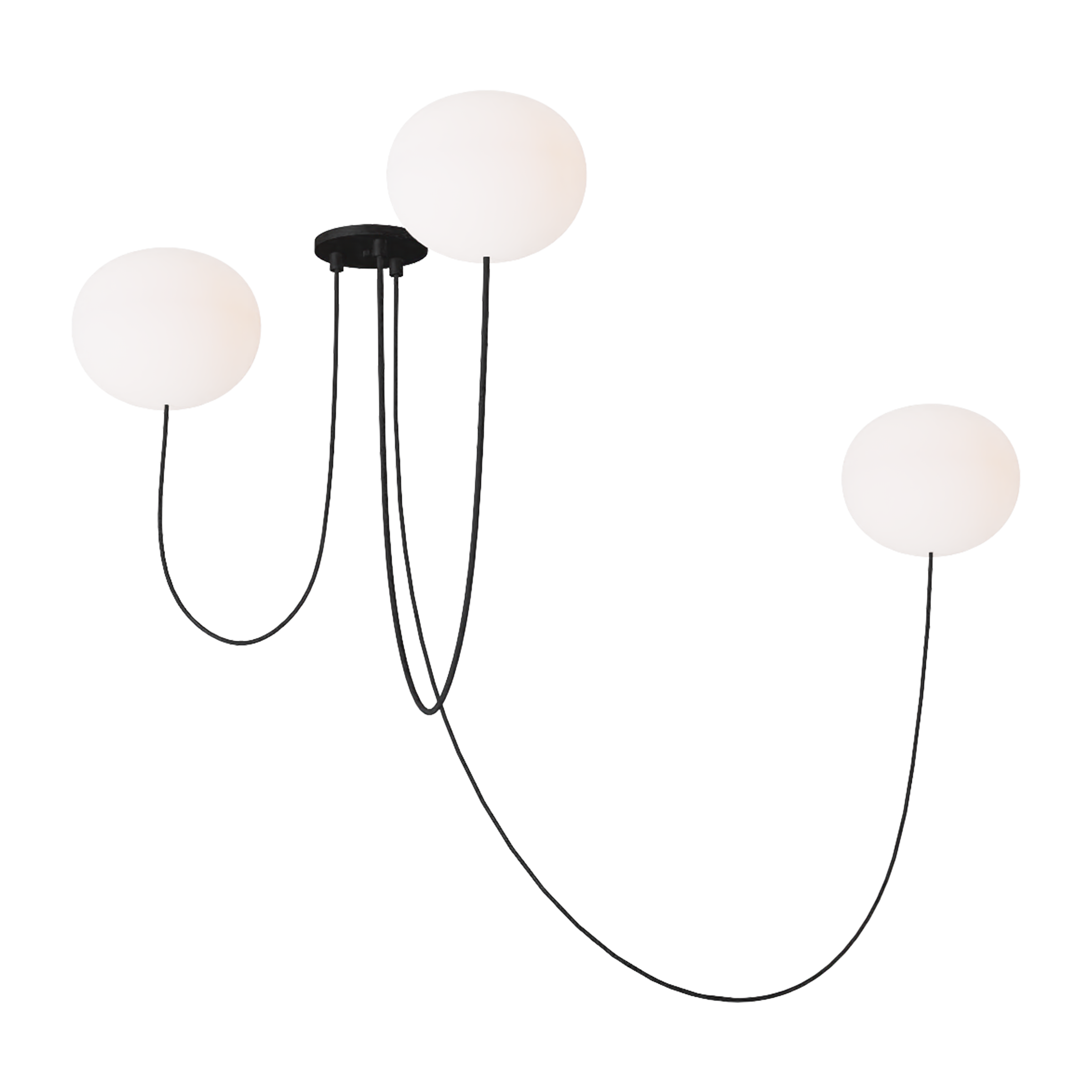Helium Medium 3 Light Chandelier Opal Etched Matte Black 2700K 90 CRI