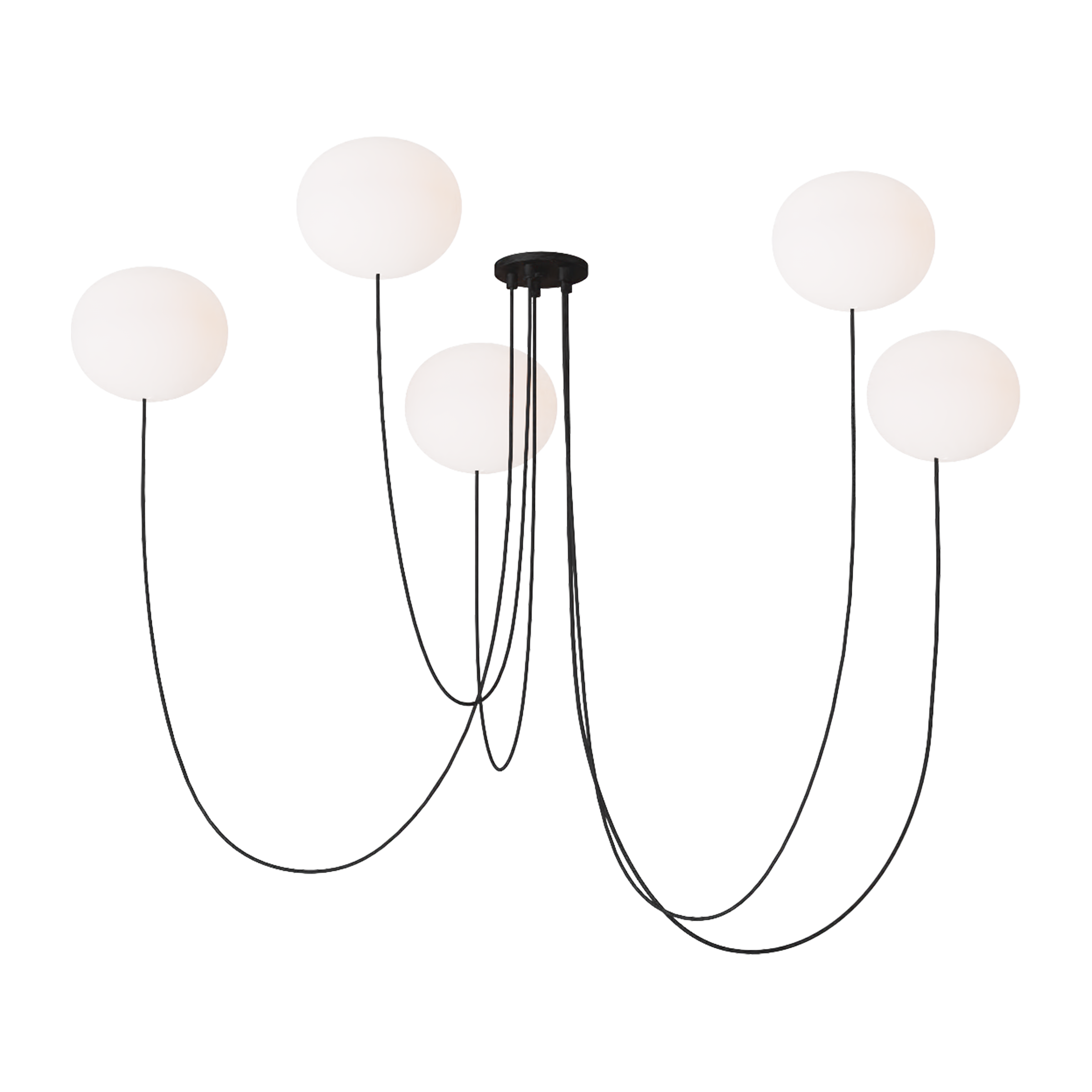 Helium Medium 5 Light Chandelier Opal Etched Matte Black 2700K 90 CRI