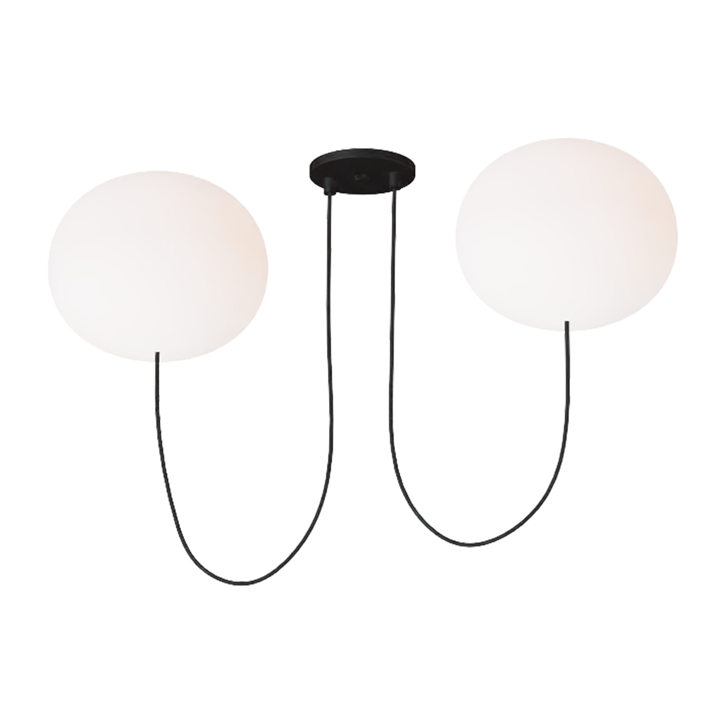 Helium Large 2 Light Chandelier Opal Etched Matte Black 2700K 90 CRI