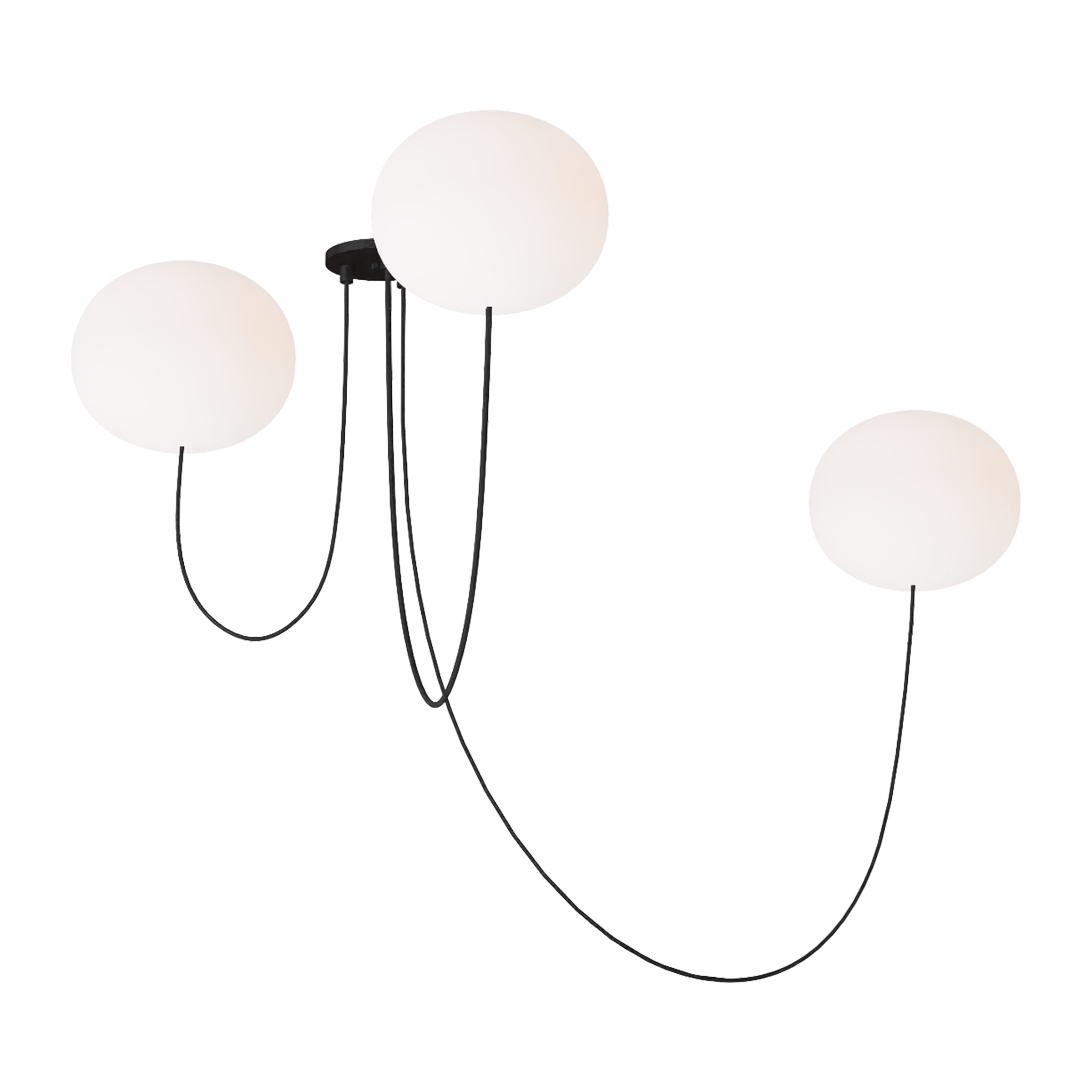 Helium Large 3 Light Chandelier Opal Etched Matte Black 2700K 90 CRI