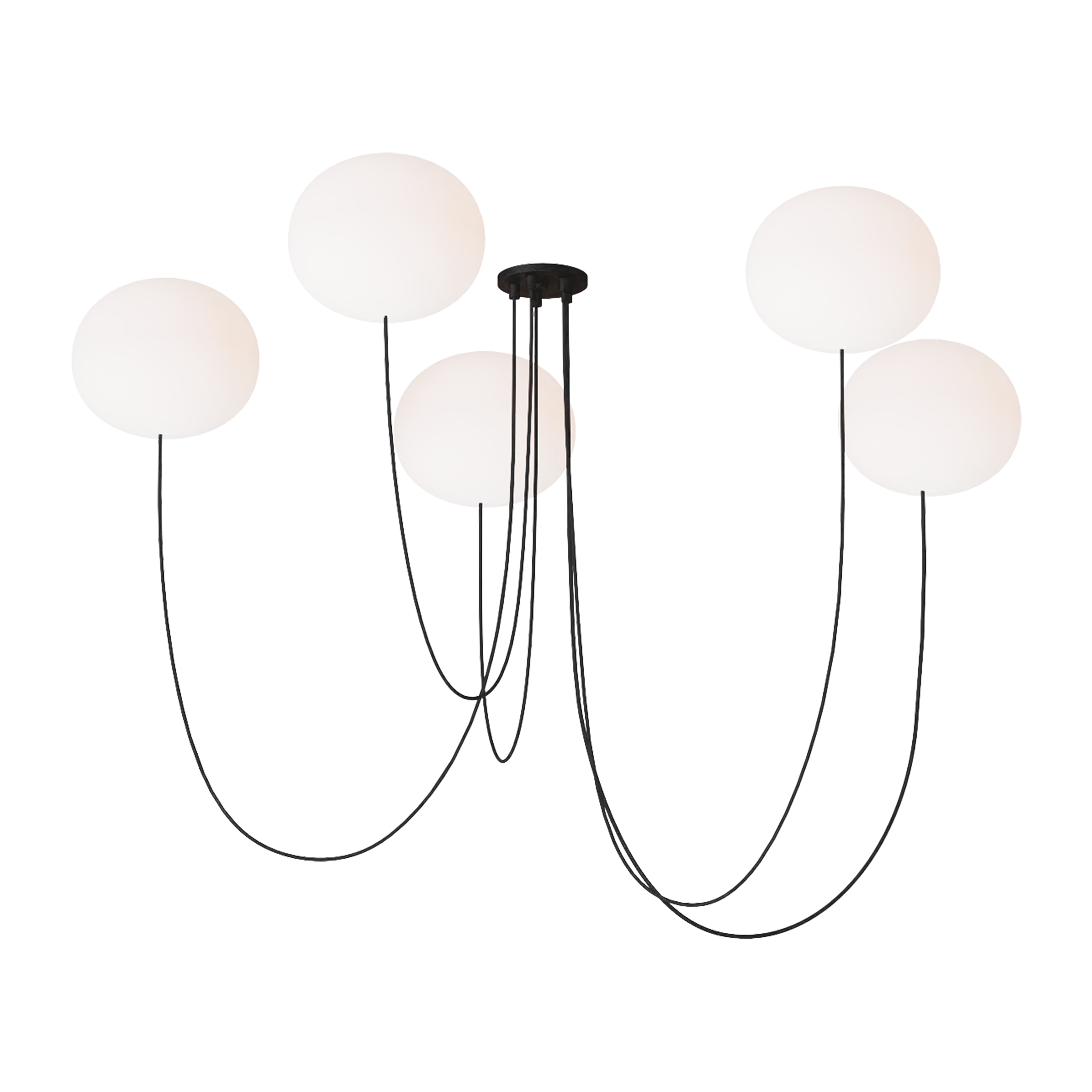 Helium Large 5 Light Chandelier Opal Etched Matte Black 2700K 90 CRI