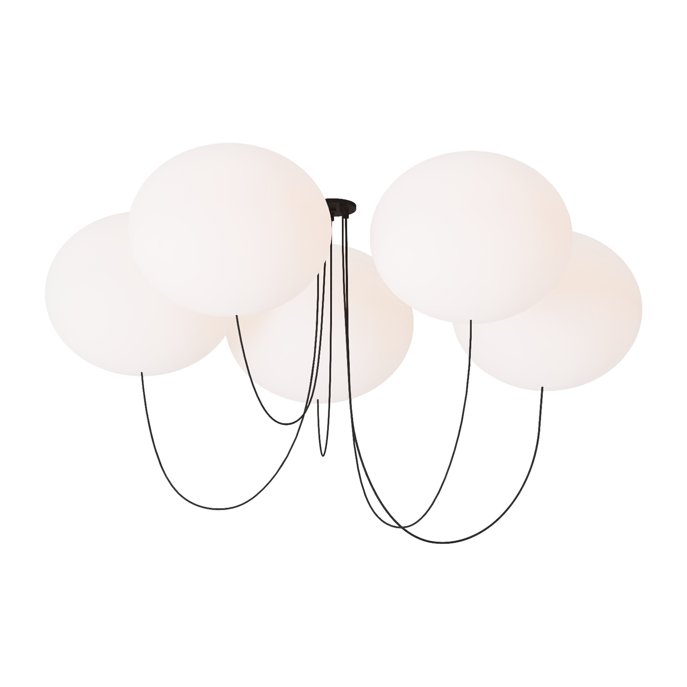 Helium X-Large 5 Light Chandelier Opal Etched Matte Black 2700K 90 CRI