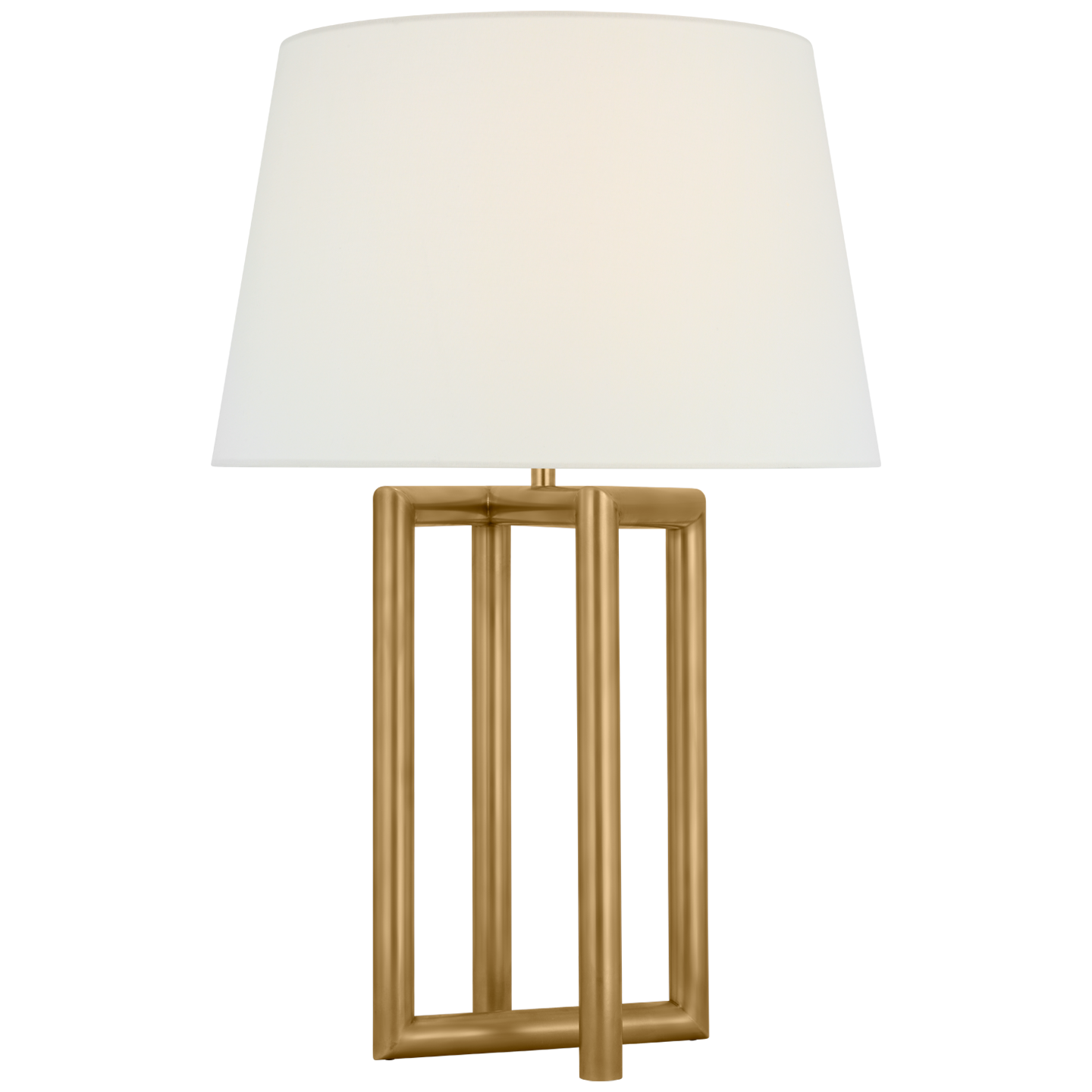 Concorde Large Table Lamp in Hand-Rubbed Antique Brass with Linen Shade Open Box